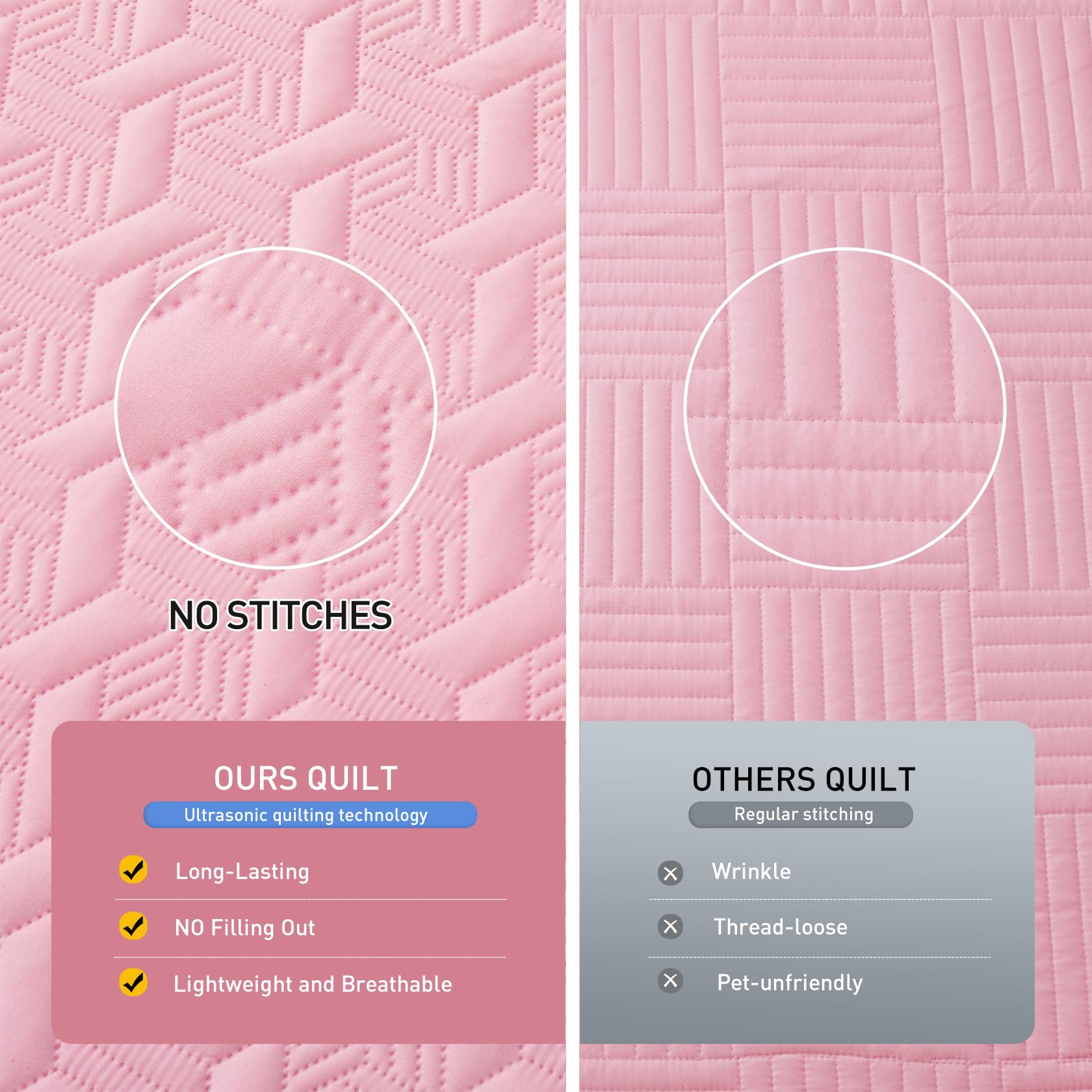 Microfiber Quilted Bedspread Set – Elegant Basket Pattern Ultrasonic Embossing, 3-Piece Soft & Breathable Bedspread Set