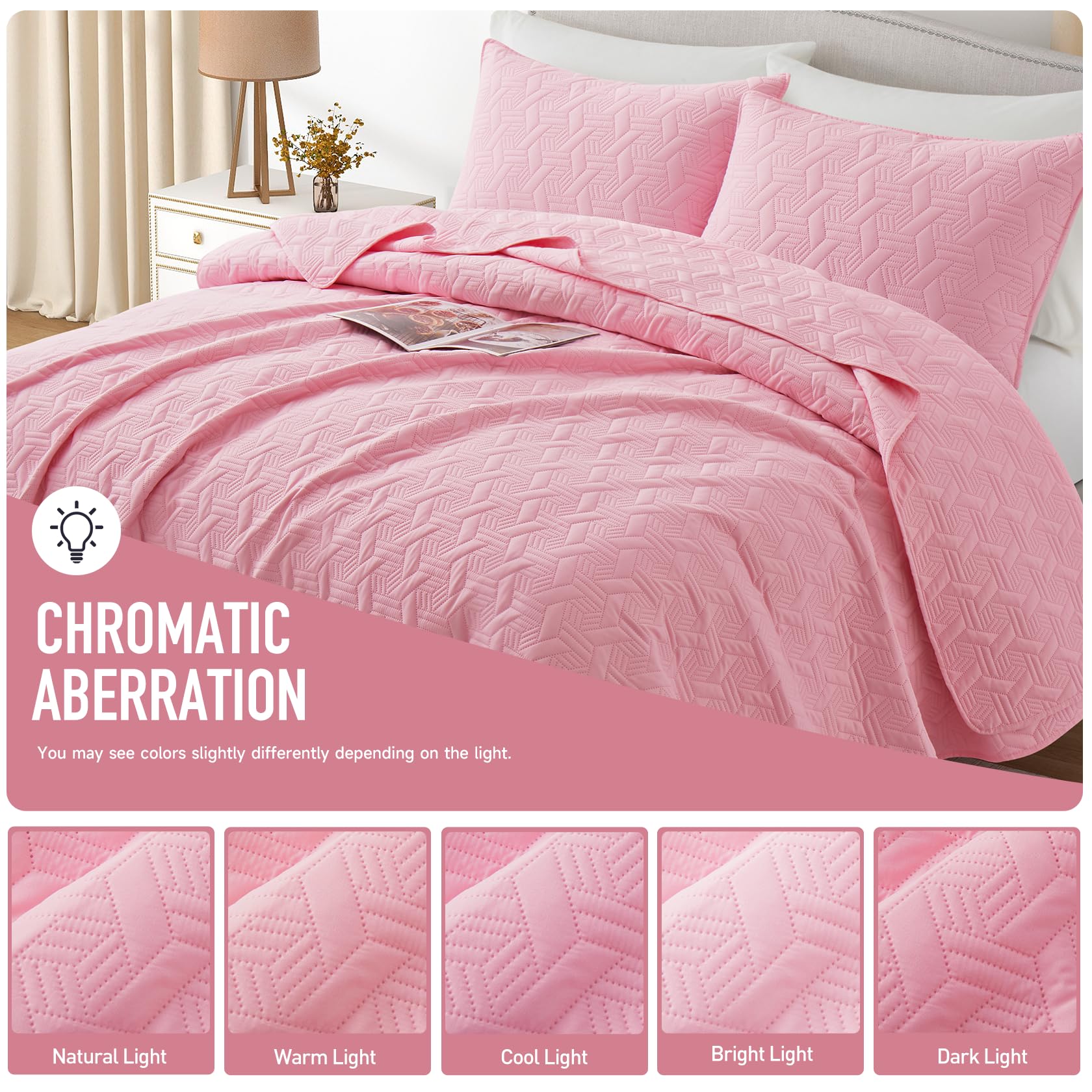 Microfiber Quilted Bedspread Set – Elegant Basket Pattern Ultrasonic Embossing, 3-Piece Soft & Breathable Bedspread Set