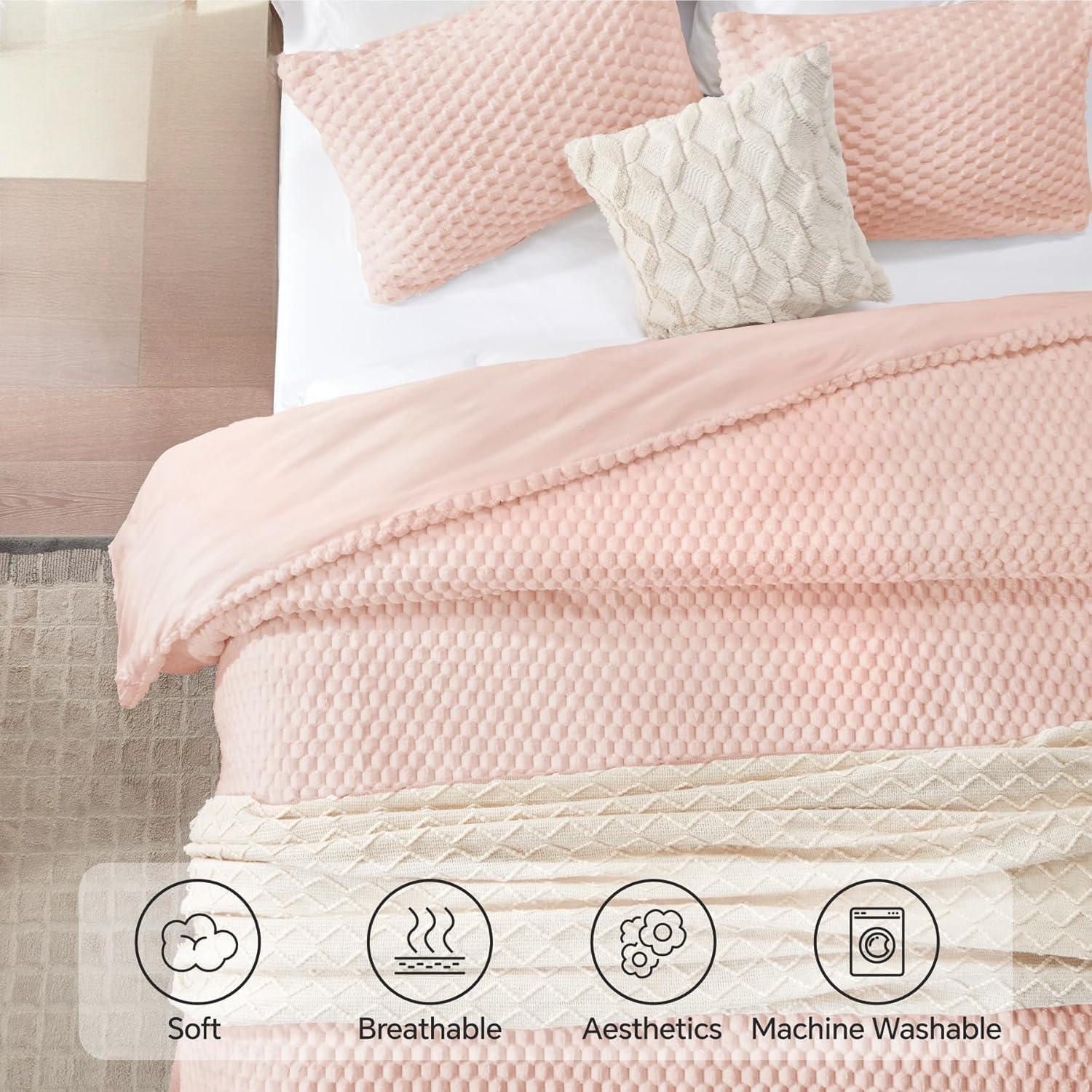 3D Jacquard Plush Flannel Comforter Set – Luxurious Textured Bedding with Down-Alternative Fill, Soft, Warm & Elegant