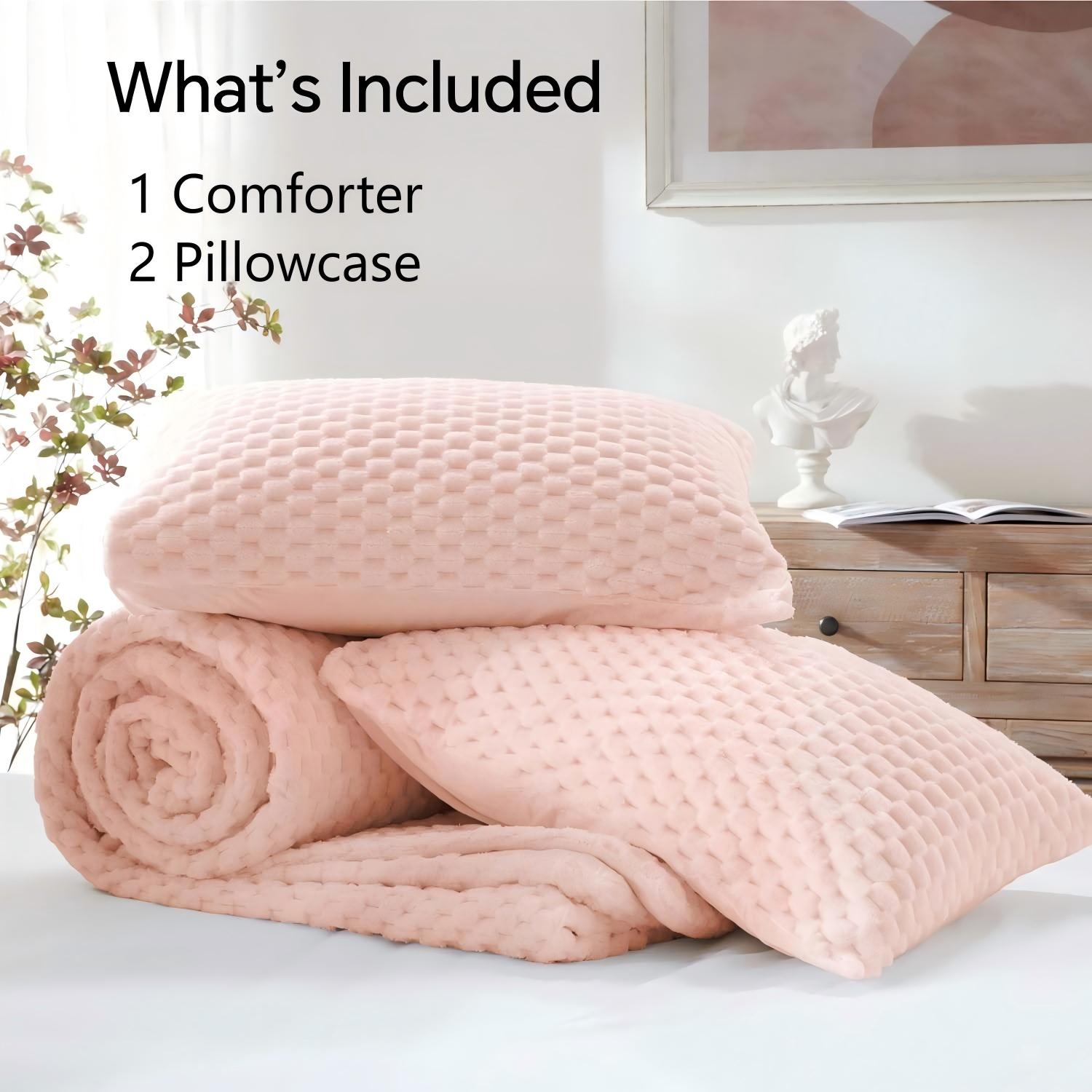 3D Jacquard Plush Flannel Comforter Set – Luxurious Textured Bedding with Down-Alternative Fill, Soft, Warm & Elegant