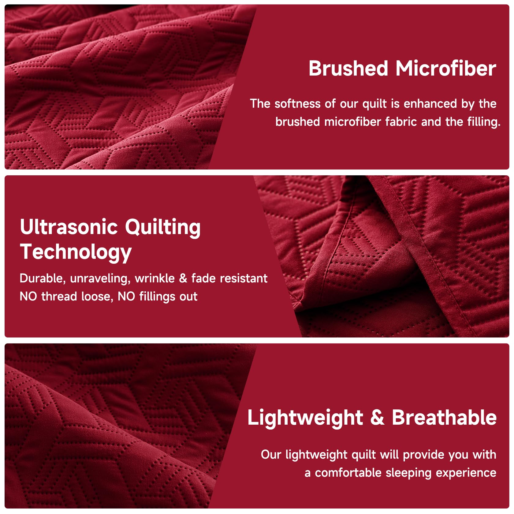 Microfiber Quilted Bedspread Set – Elegant Basket Pattern Ultrasonic Embossing, 3-Piece Soft & Breathable Bedspread Set