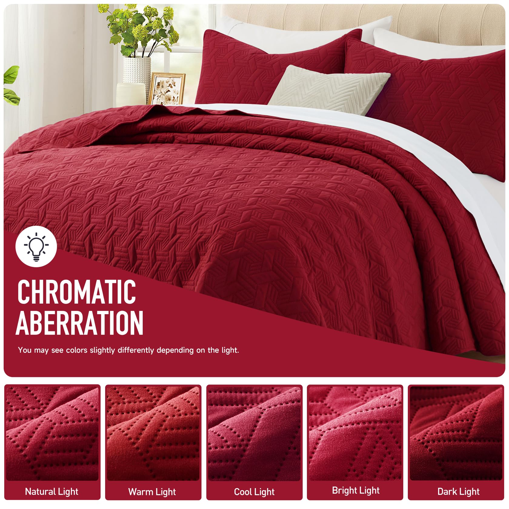 Microfiber Quilted Bedspread Set – Elegant Basket Pattern Ultrasonic Embossing, 3-Piece Soft & Breathable Bedspread Set