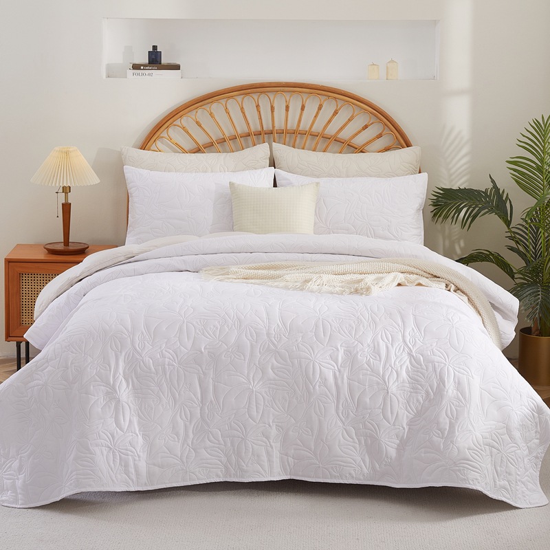 Microfiber Quilted Bedspread Set – Tropical Breeze Ultrasonic Embossed, 3-Piece Soft & Breathable Bedspread Set