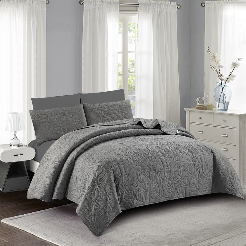 Microfiber Quilted Bedspread Set – Tropical Breeze Ultrasonic Embossed, 3-Piece Soft & Breathable Bedspread Set