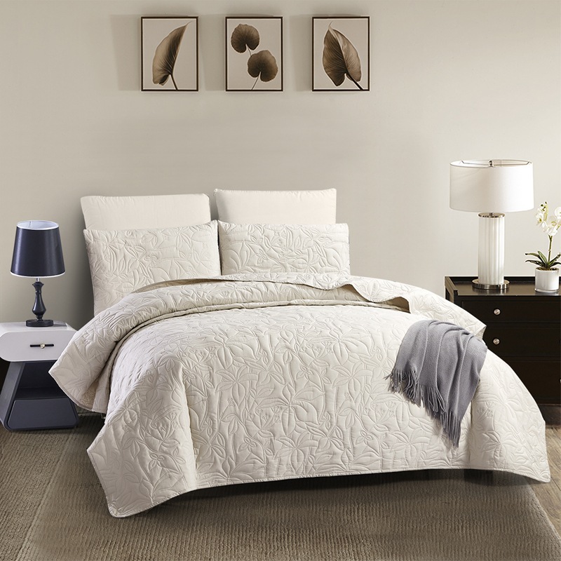 Microfiber Quilted Bedspread Set – Tropical Breeze Ultrasonic Embossed, 3-Piece Soft & Breathable Bedspread Set