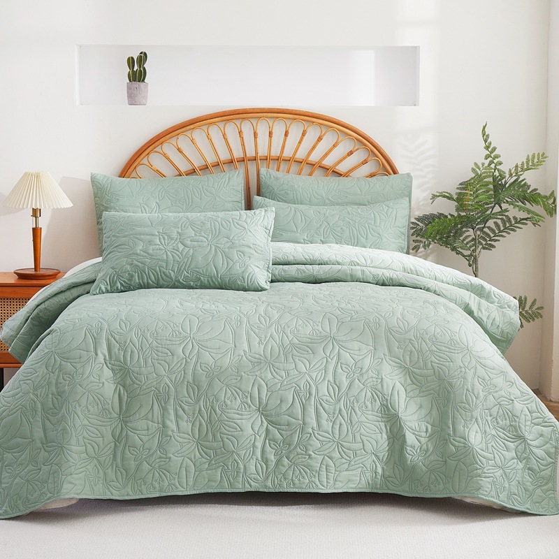 Microfiber Quilted Bedspread Set – Tropical Breeze Ultrasonic Embossed, 3-Piece Soft & Breathable Bedspread Set
