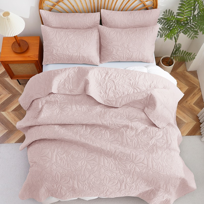 Microfiber Quilted Bedspread Set – Tropical Breeze Ultrasonic Embossed, 3-Piece Soft & Breathable Bedspread Set