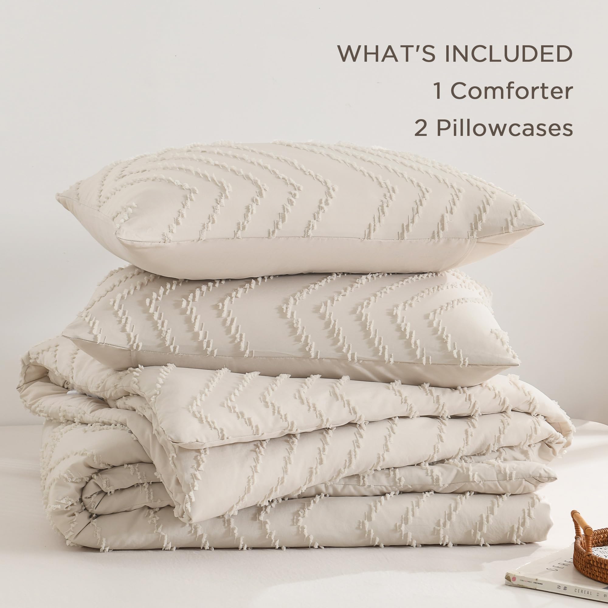 Chevron Tufted Comforter Set – Textured Design, Soft & Lightweight All-Season Bedding