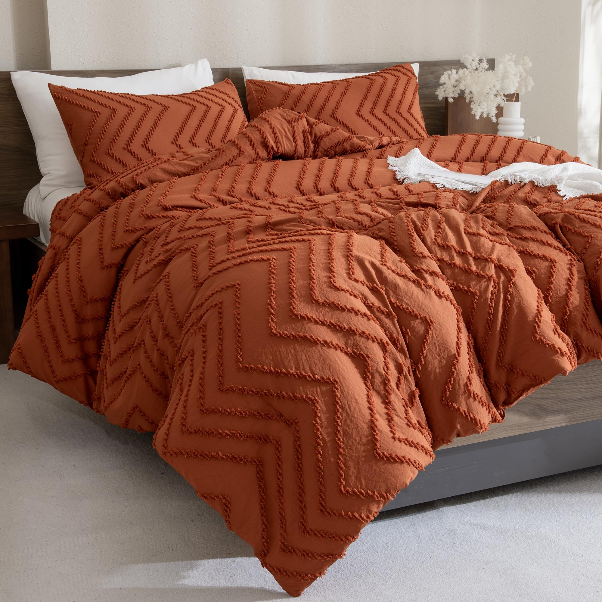 Chevron Tufted Comforter Set – Textured Design, Soft & Lightweight All-Season Bedding