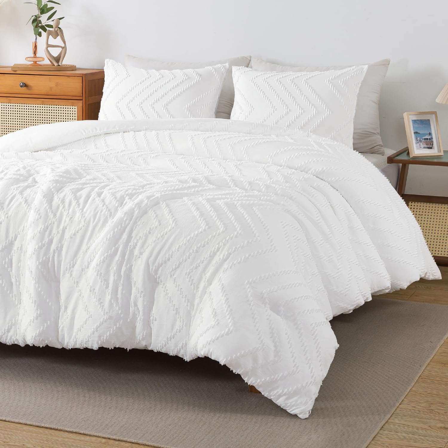 Chevron Tufted Comforter Set – Textured Design, Soft & Lightweight All-Season Bedding