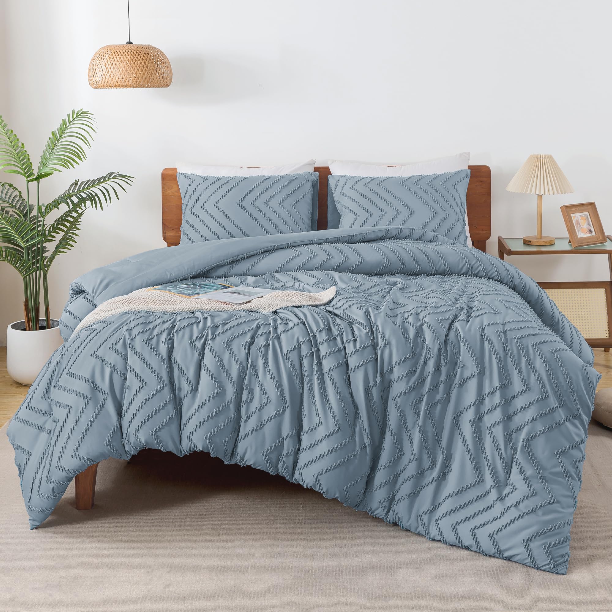 Chevron Tufted Comforter Set – Textured Design, Soft & Lightweight All-Season Bedding