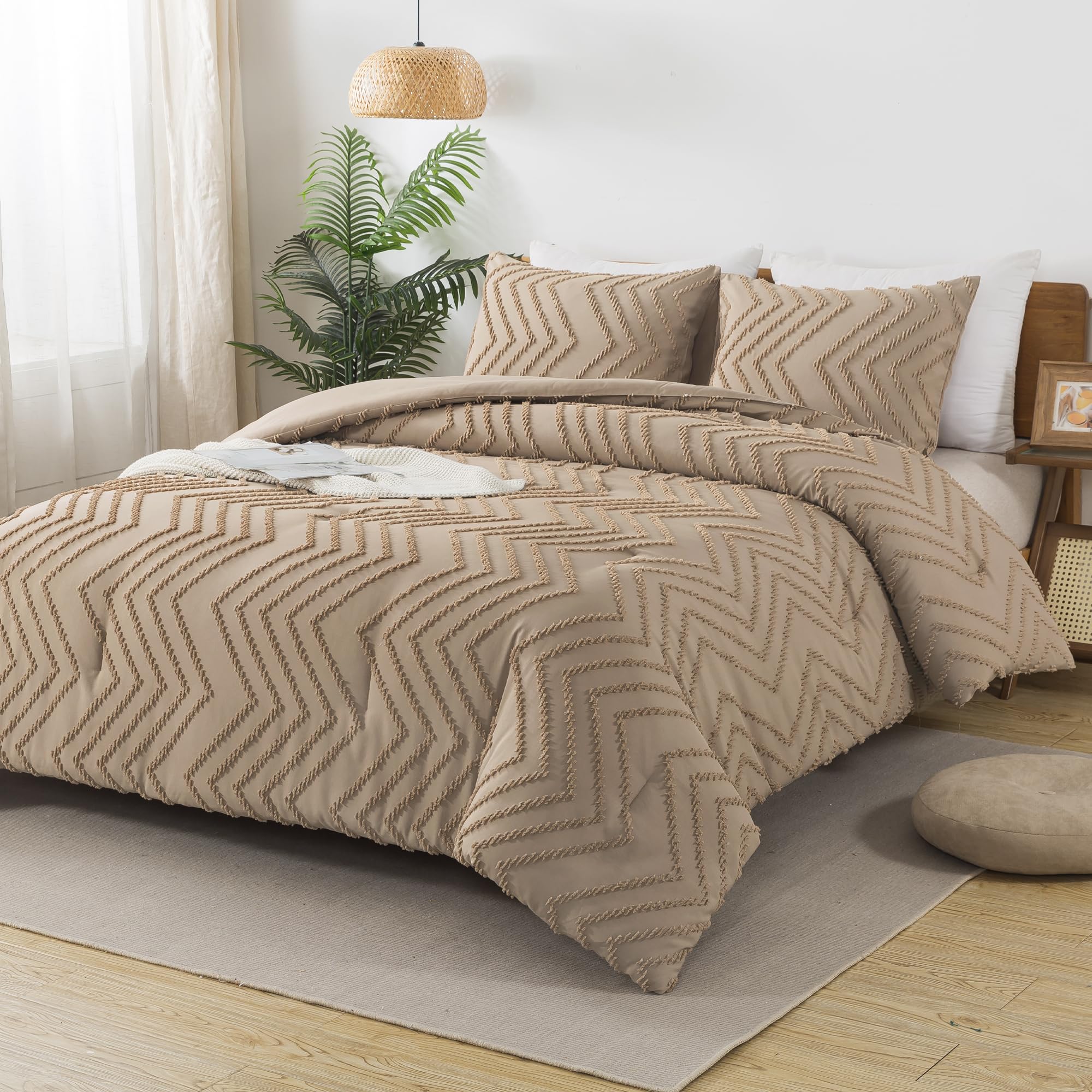 Chevron Tufted Comforter Set – Textured Design, Soft & Lightweight All-Season Bedding
