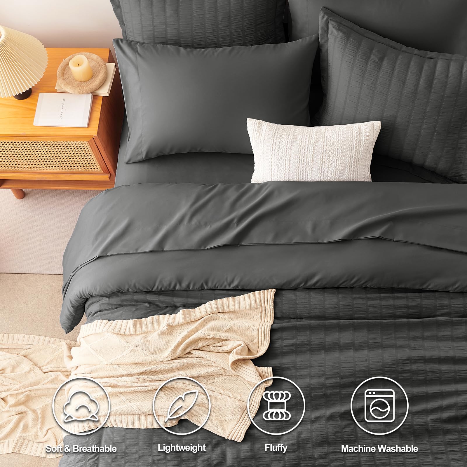 Seersucker Comforter Set – Lightweight, Textured & Soft Bedding for All Seasons