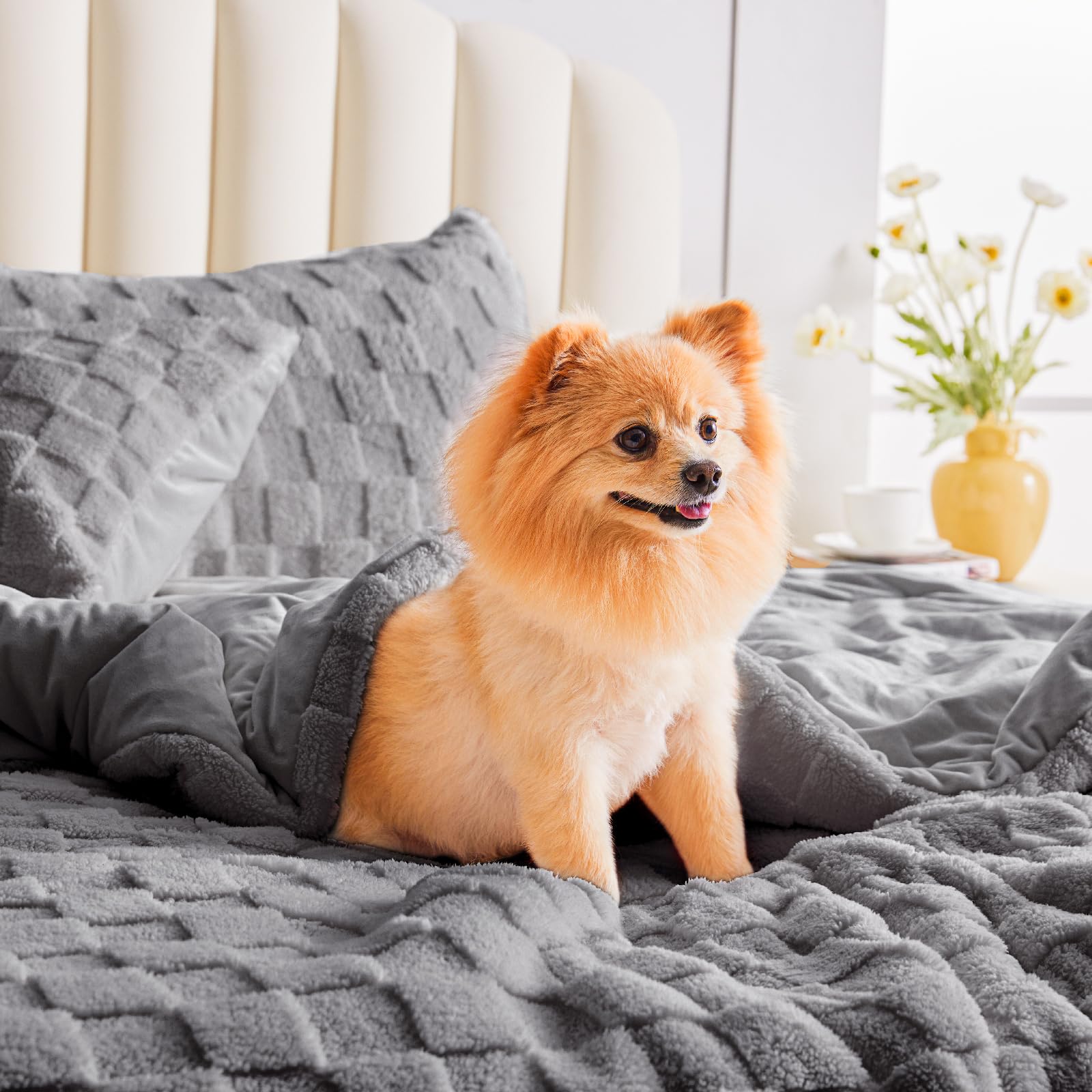 Ultra-Soft Checkered Fleece Blanket Set — Warm, Fluffy, Reversible Winter Bedding
