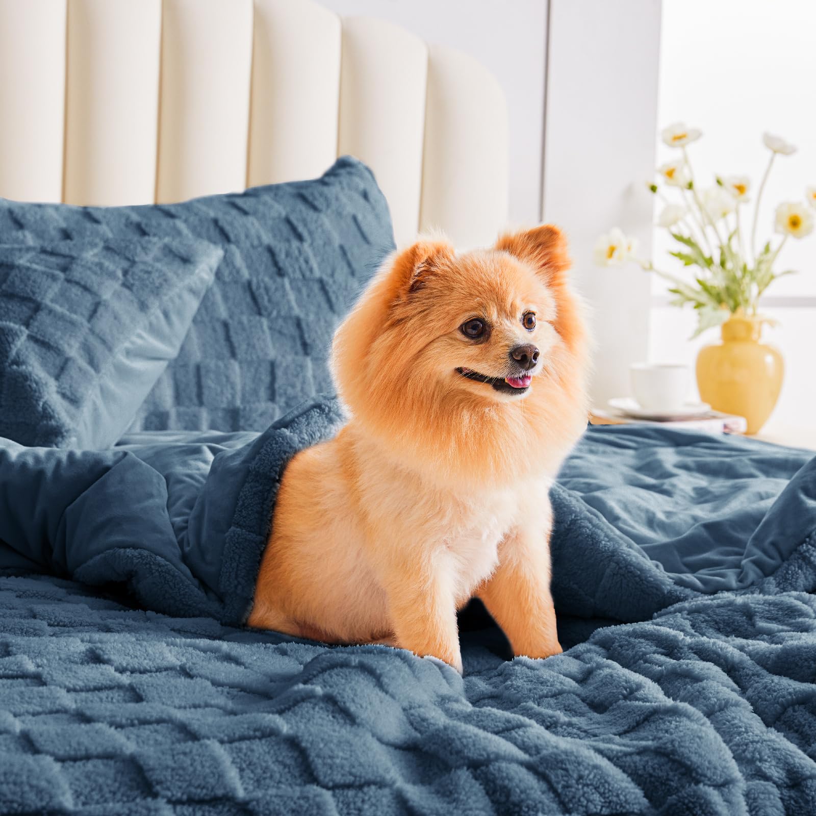 Ultra-Soft Checkered Fleece Blanket Set — Warm, Fluffy, Reversible Winter Bedding