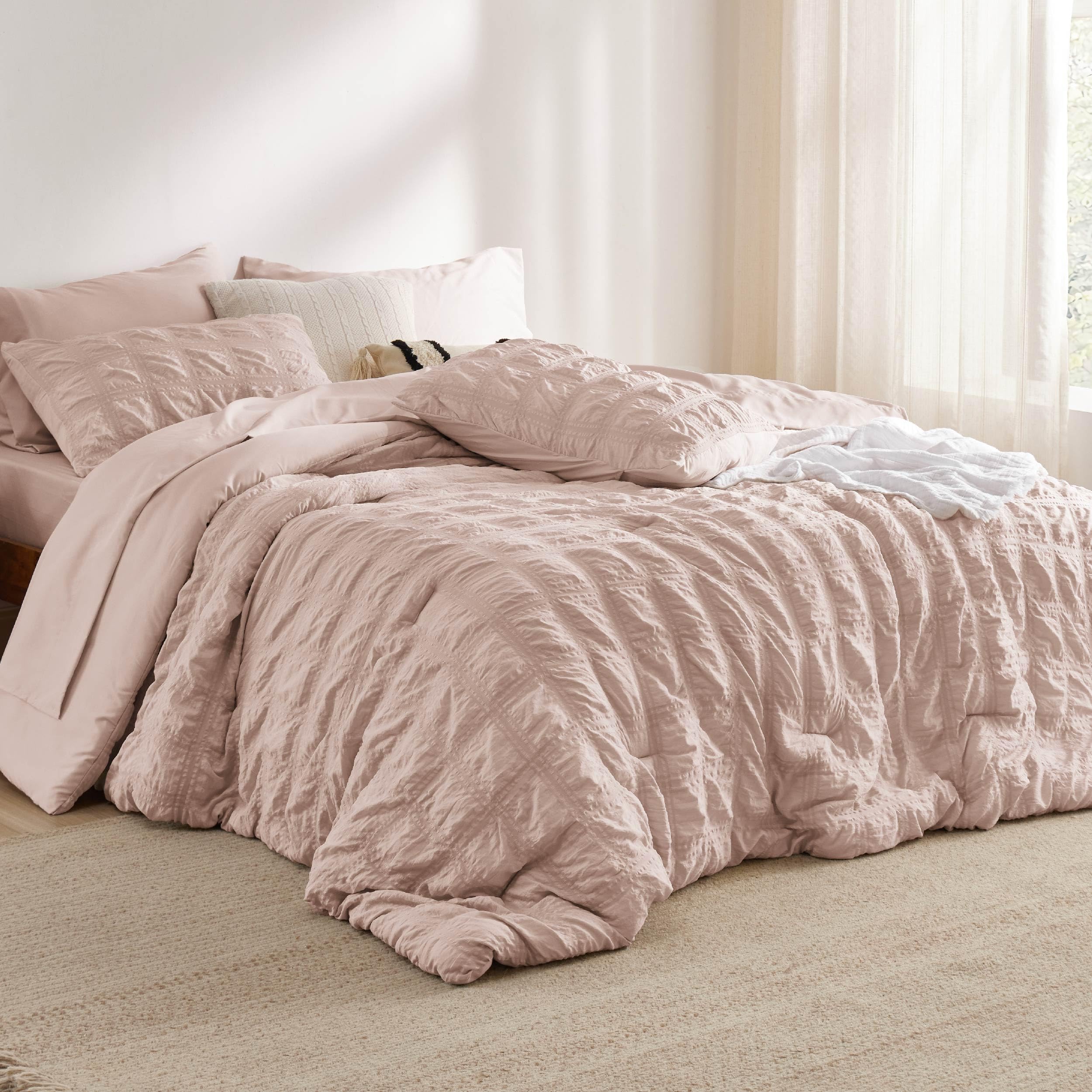 Square Seersucker Comforter Set – Lightweight, Textured & Soft All-Season Bedding