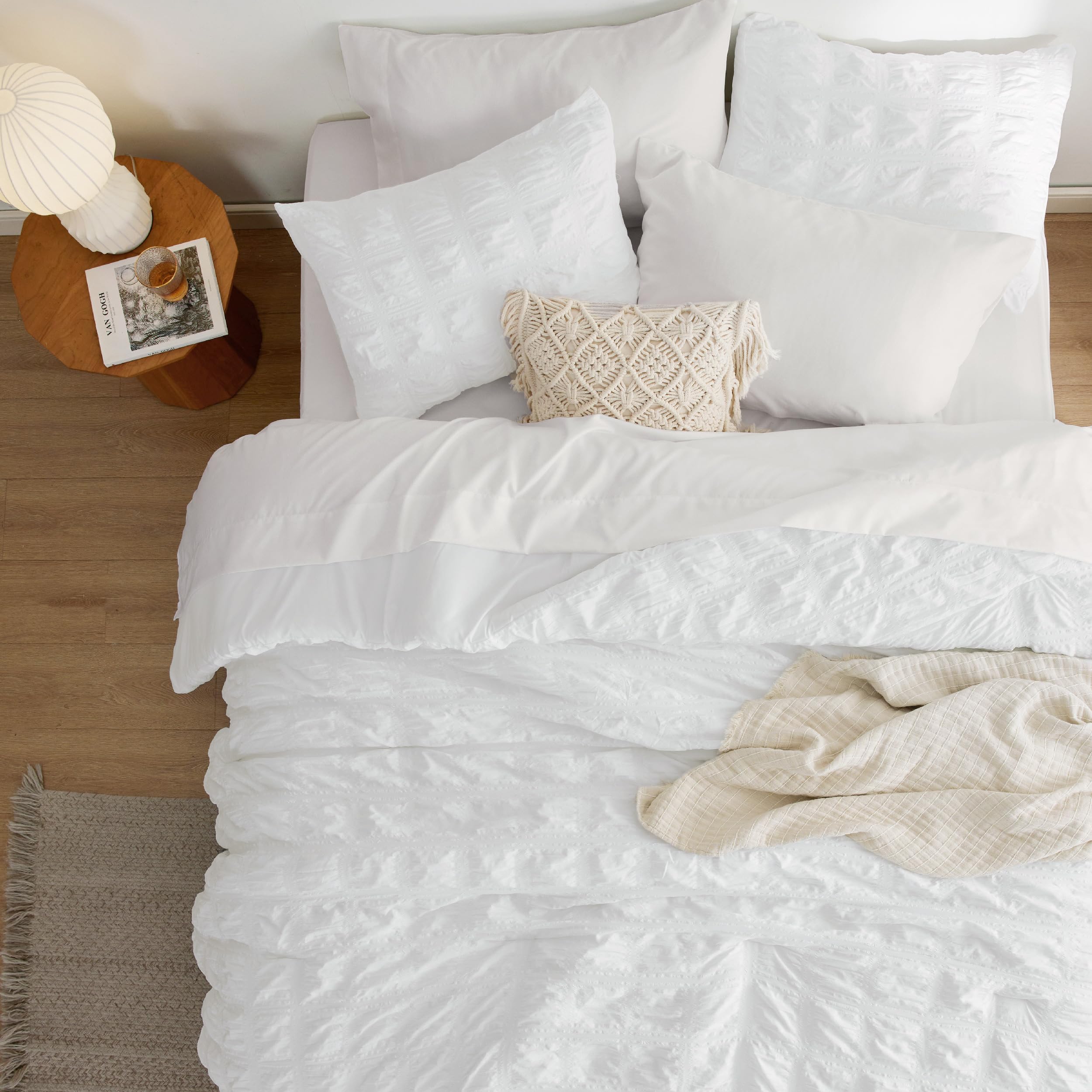 Square Seersucker Comforter Set – Lightweight, Textured & Soft All-Season Bedding