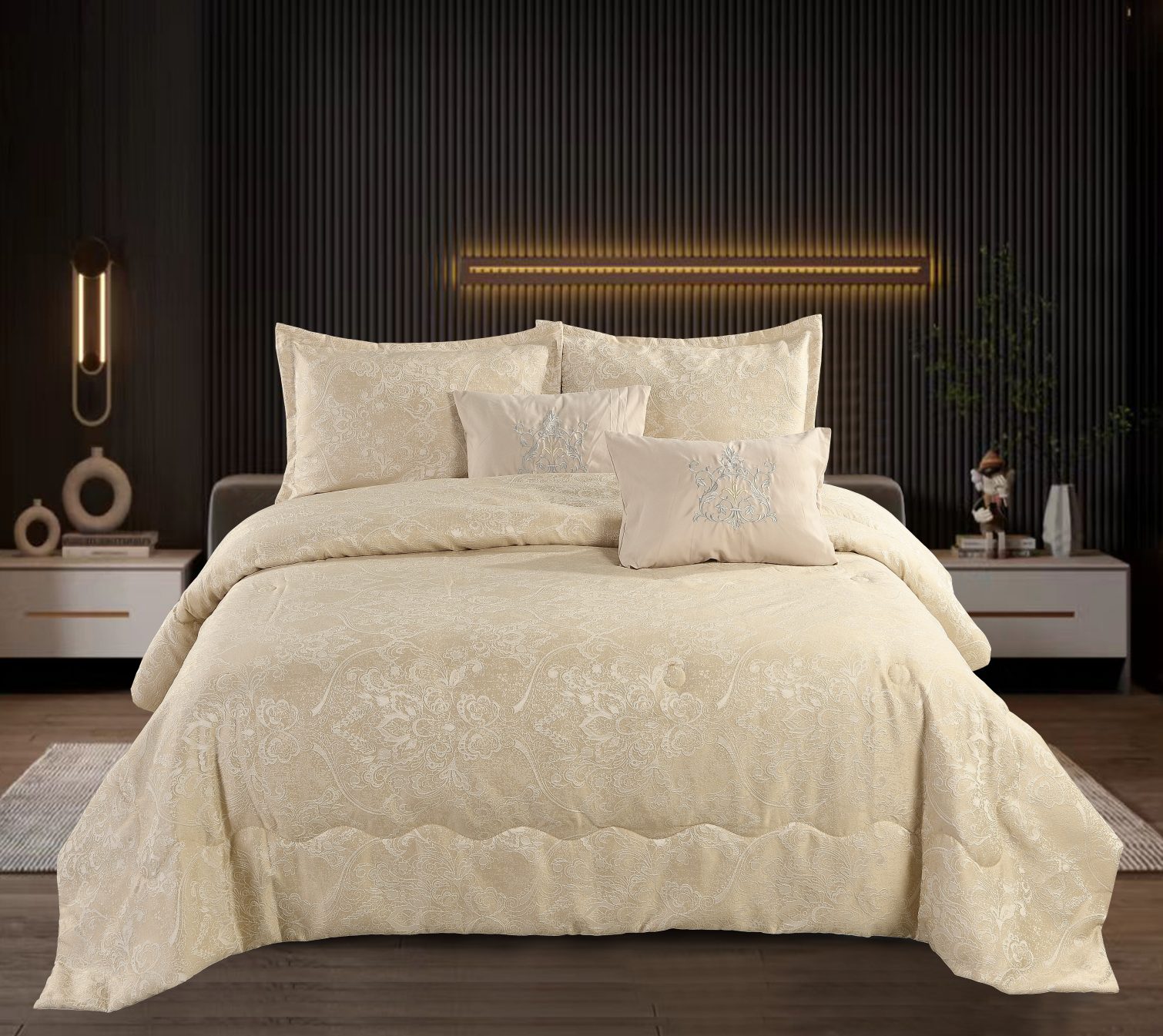 Luxury Jacquard Quilt 6-Piece Set – Elegant Design, Soft Comfort & Easy Care