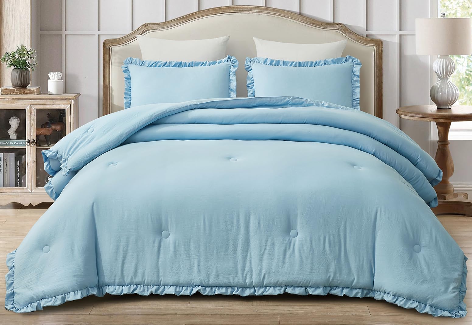 Washed Microfiber Ruffled Edge Comforter Set – Soft, Elegant & All-Season Bedding