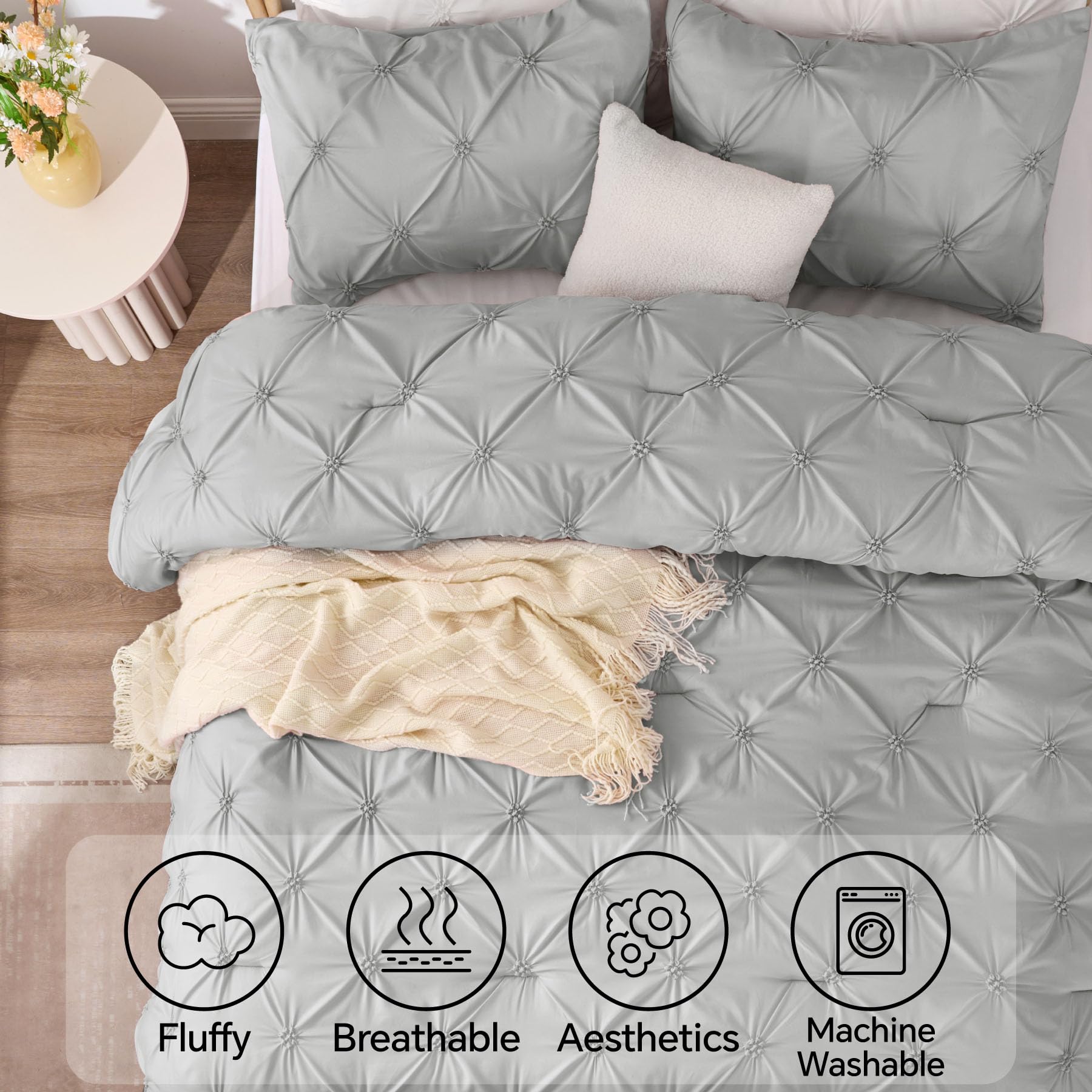 Boho Pintuck Microfiber Quilt Set – Lightweight, Cozy & Elegantly Textured