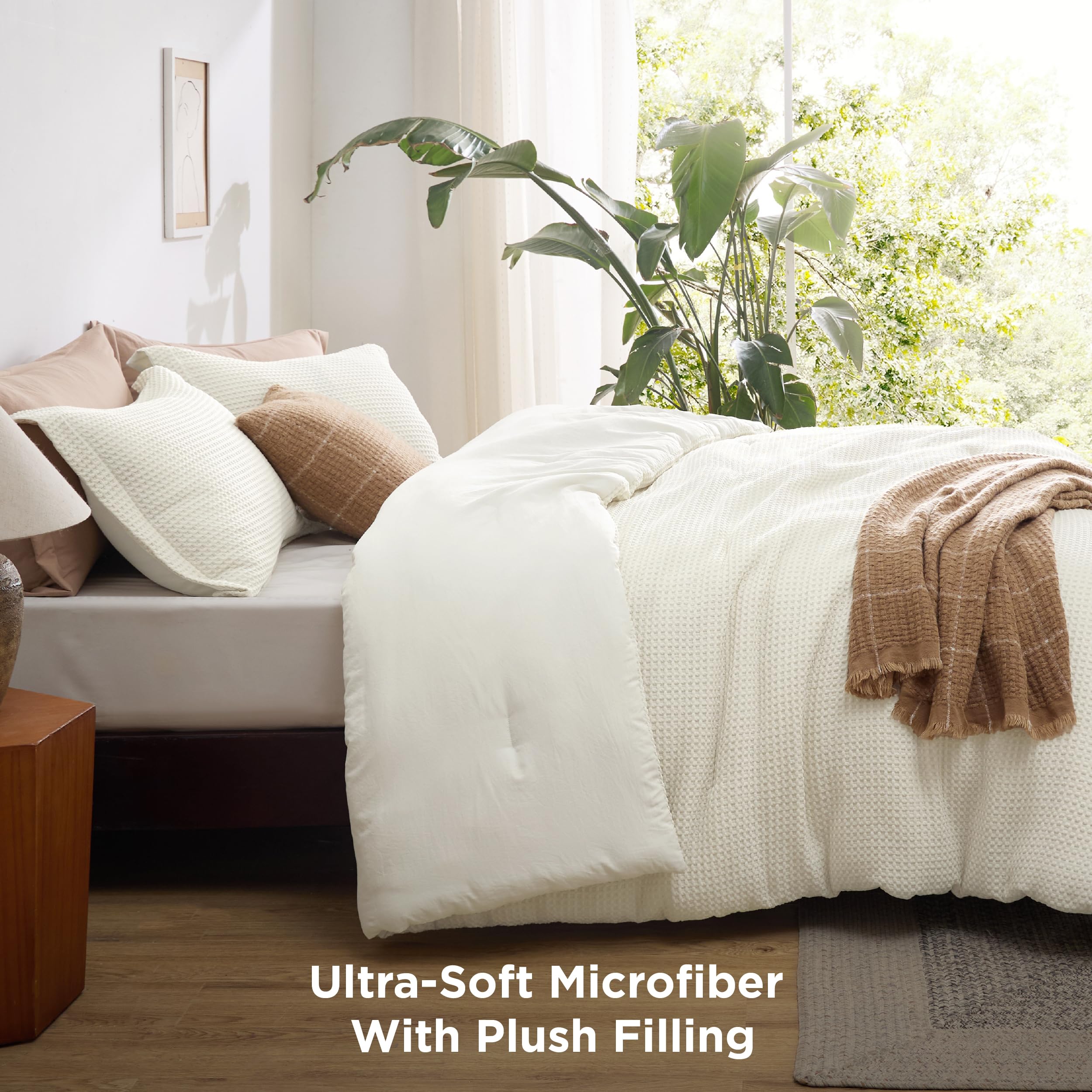 Waffle Texture Comforter Set – Vintage Style, Soft & Lightweight All-Season Bedding