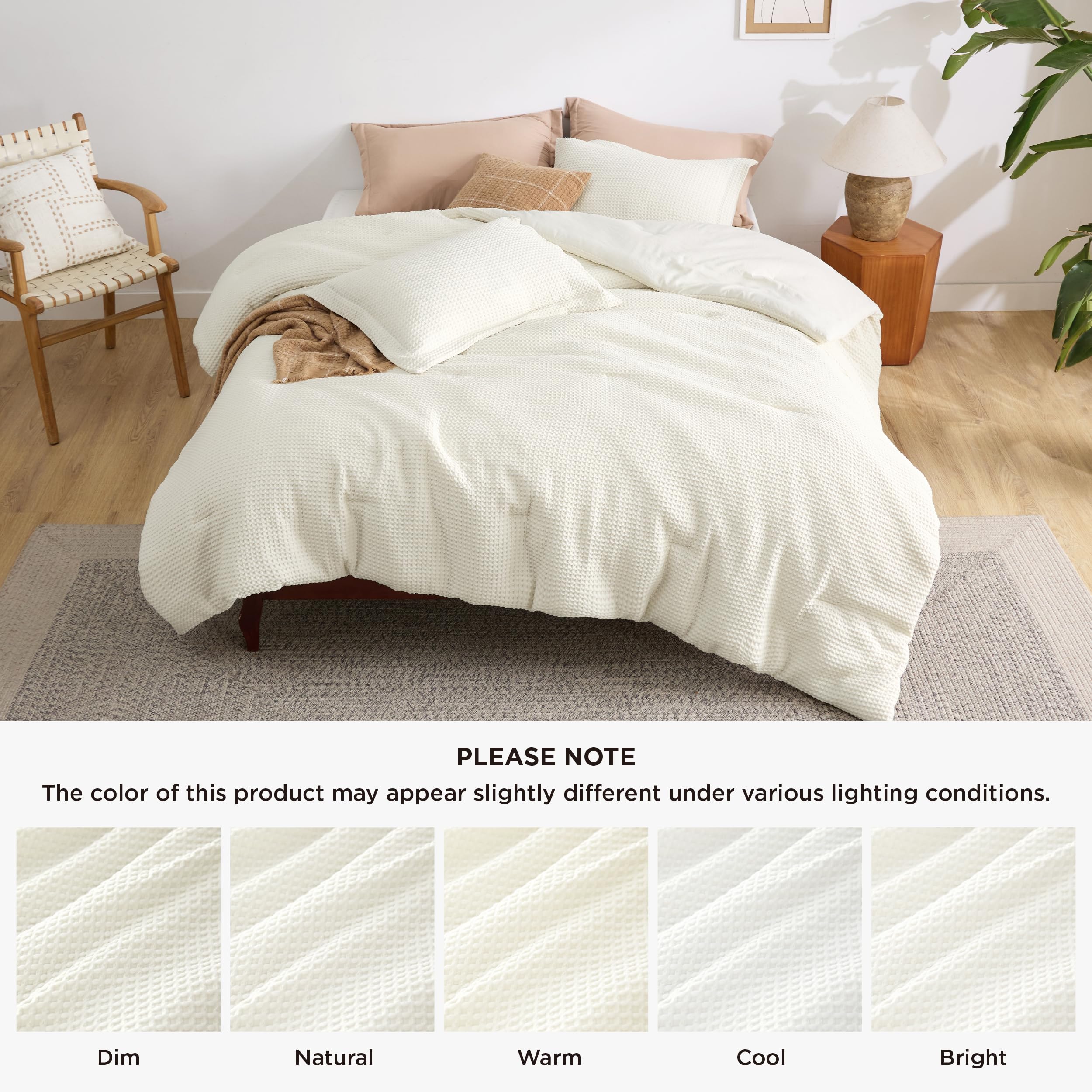 Waffle Texture Comforter Set – Vintage Style, Soft & Lightweight All-Season Bedding