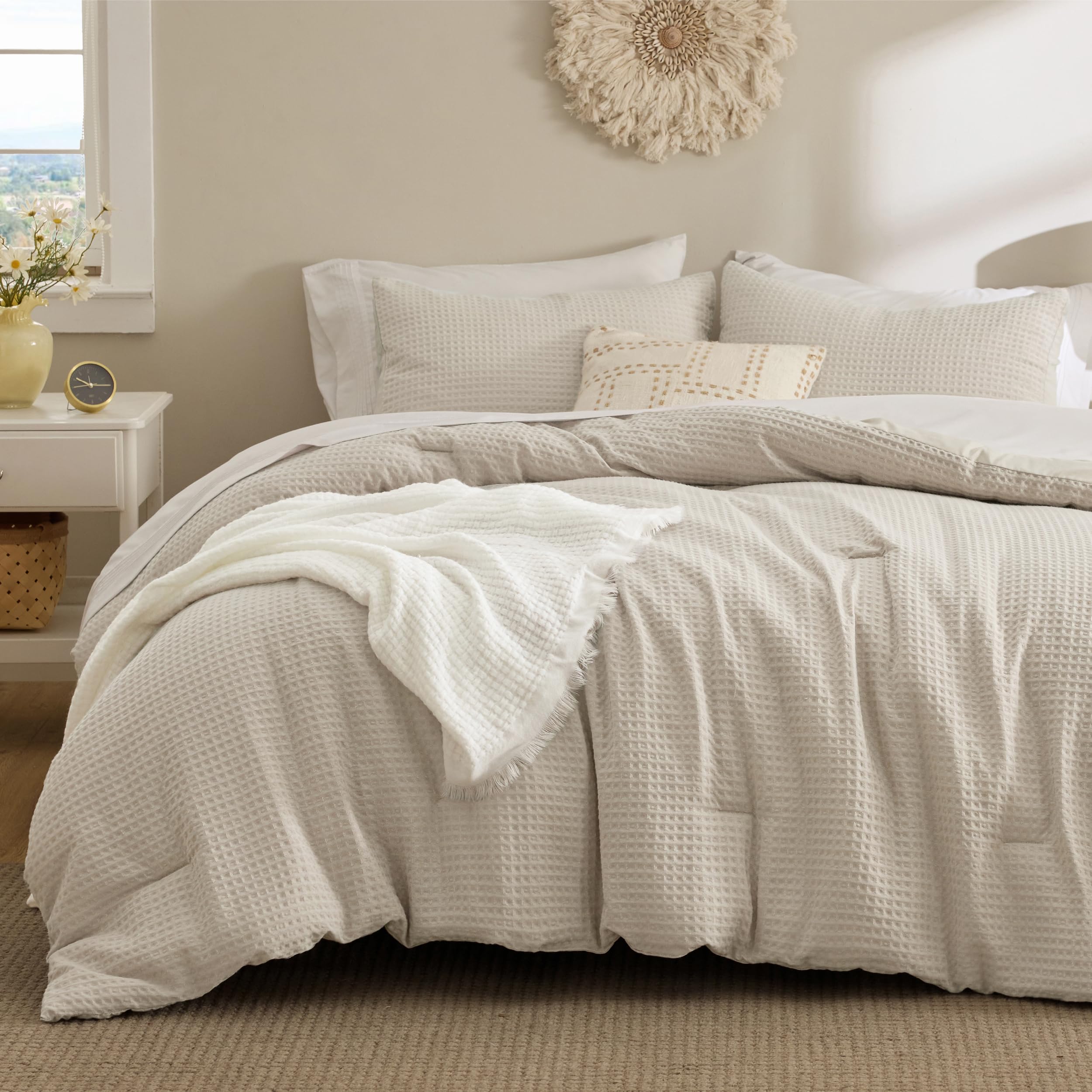 Waffle Texture Comforter Set – Vintage Style, Soft & Lightweight All-Season Bedding