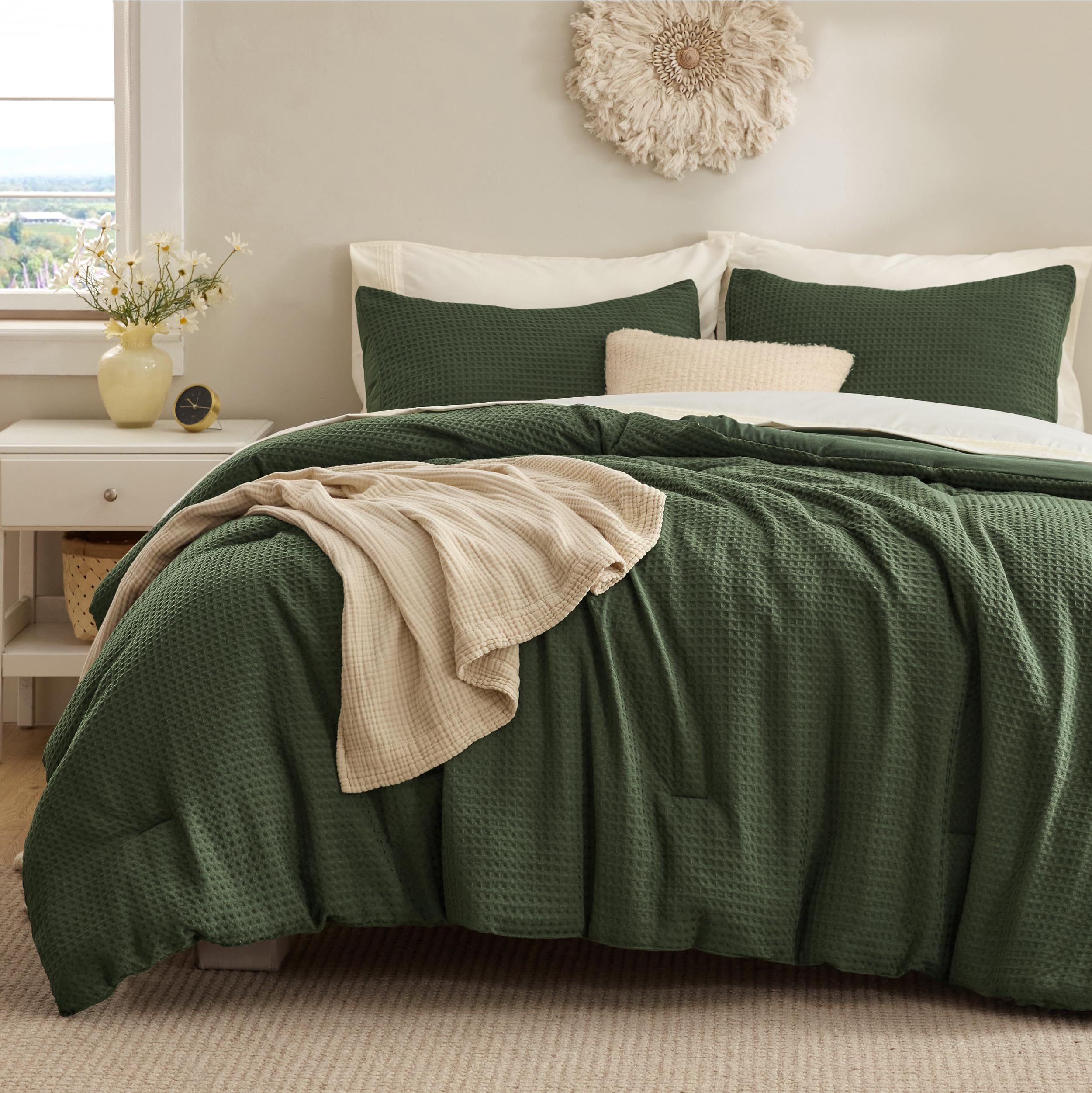 Waffle Texture Comforter Set – Vintage Style, Soft & Lightweight All-Season Bedding