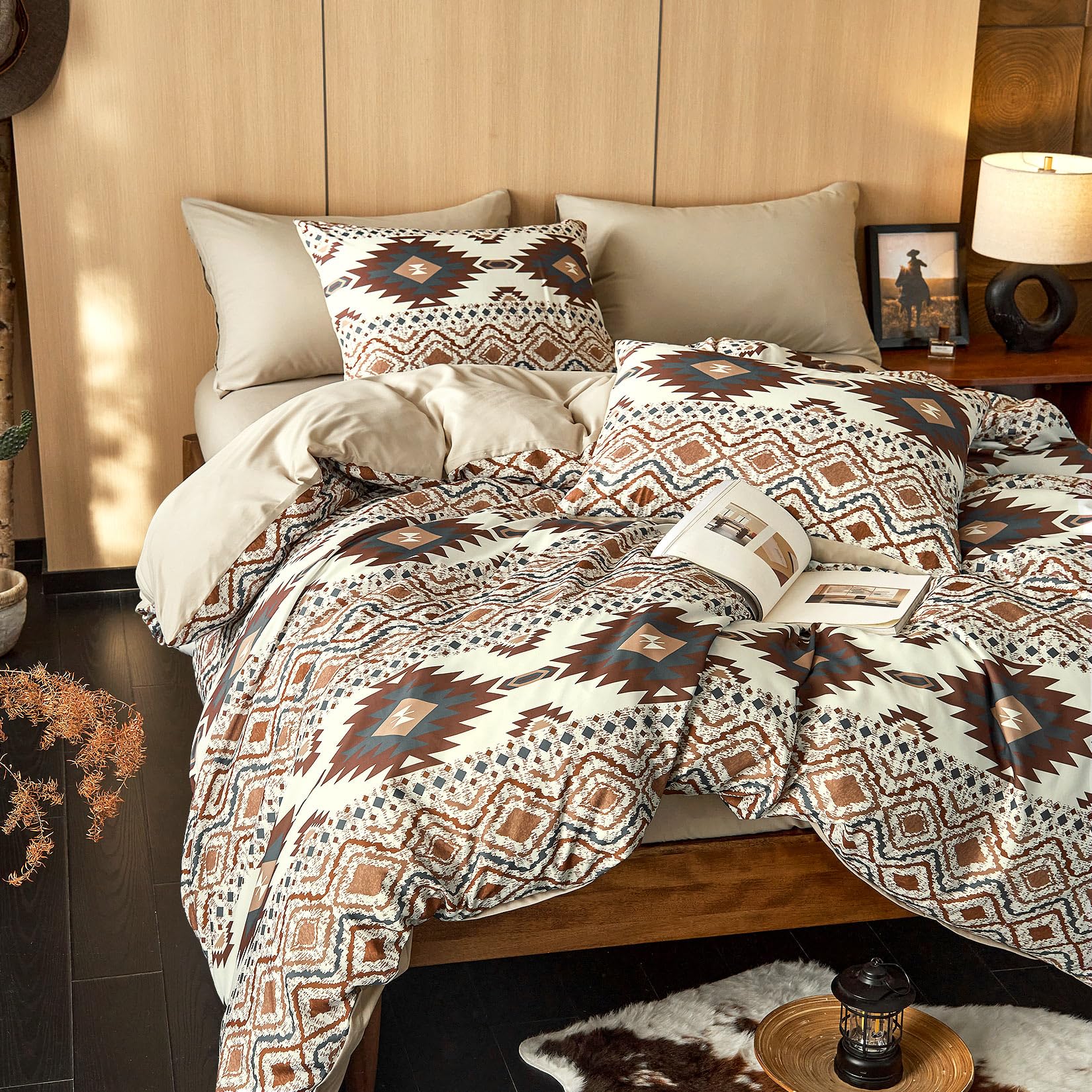 Southwestern Aztec Microfiber Quilt Set – Soft, Lightweight & Rustic Style Bedding