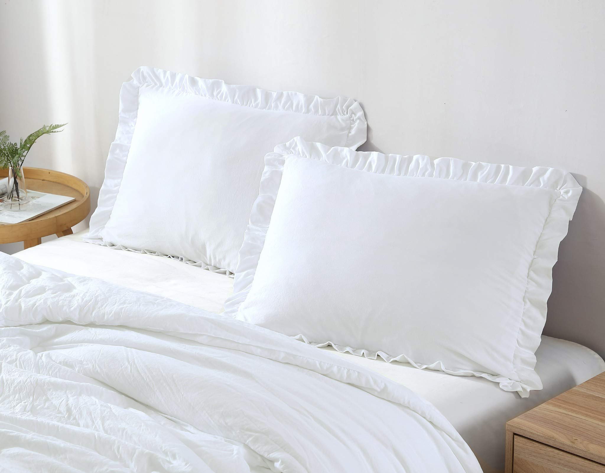Washed Microfiber Ruffled Edge Comforter Set – Soft, Elegant & All-Season Bedding