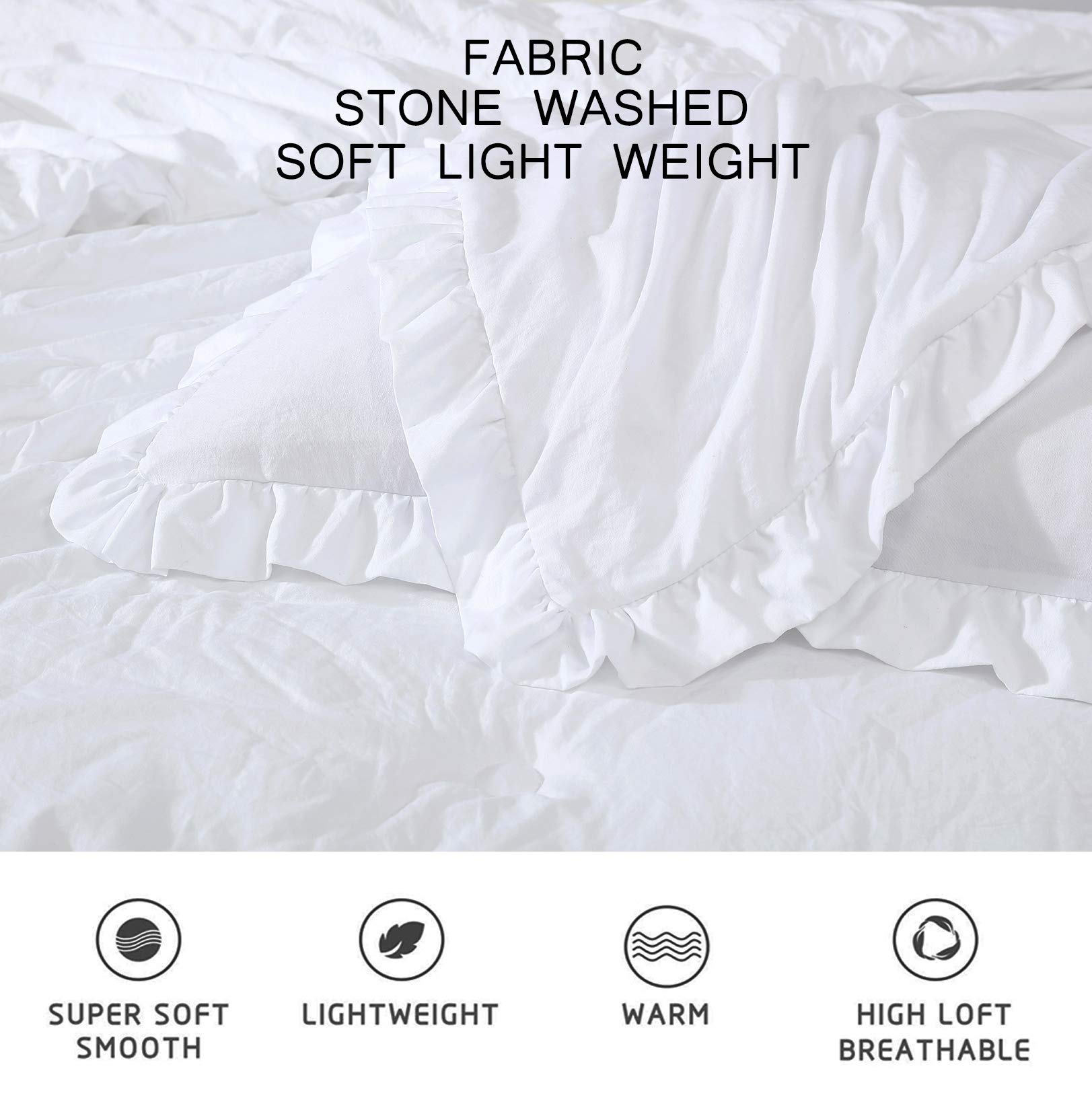 Washed Microfiber Ruffled Edge Comforter Set – Soft, Elegant & All-Season Bedding