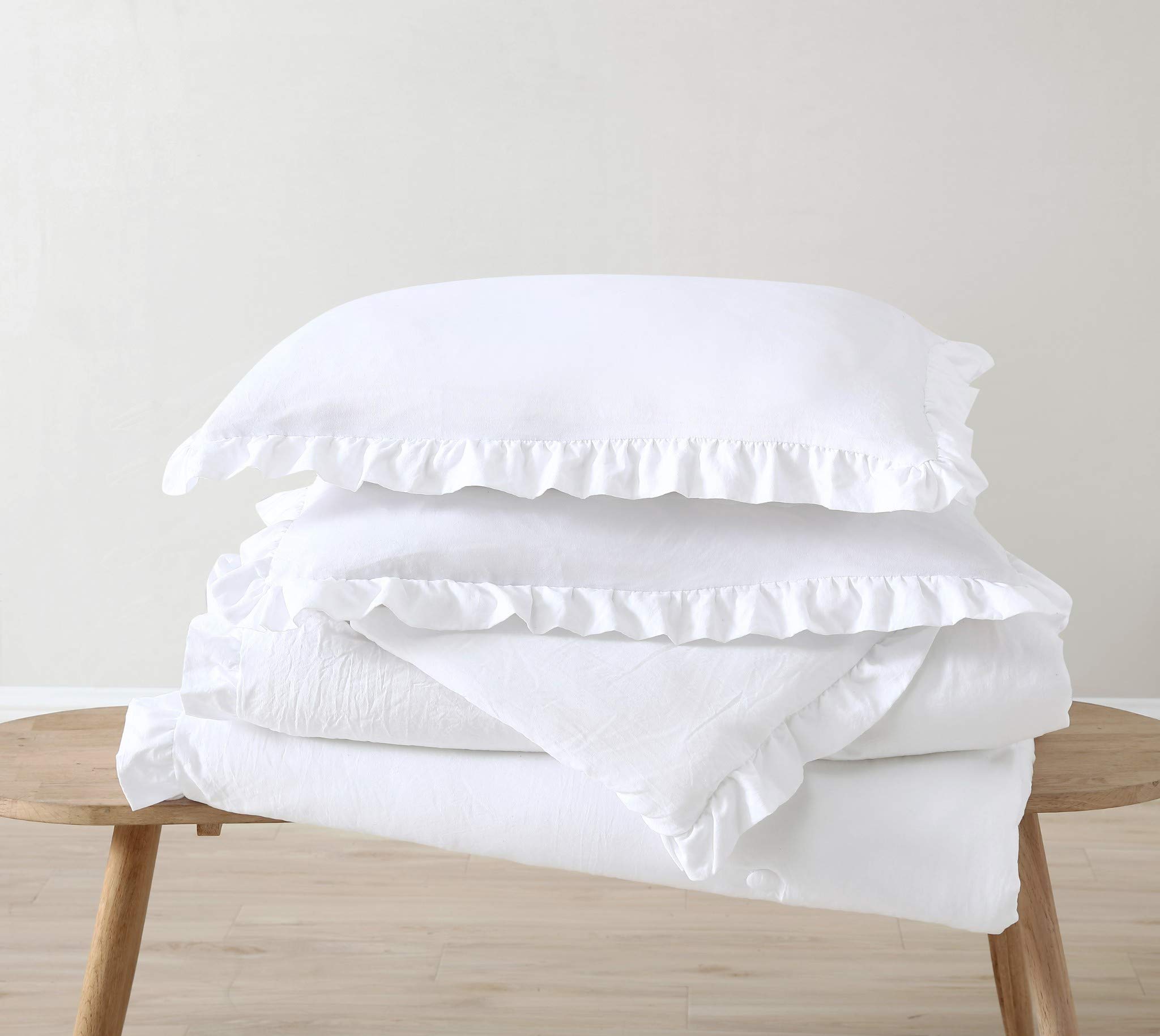 Washed Microfiber Ruffled Edge Comforter Set – Soft, Elegant & All-Season Bedding