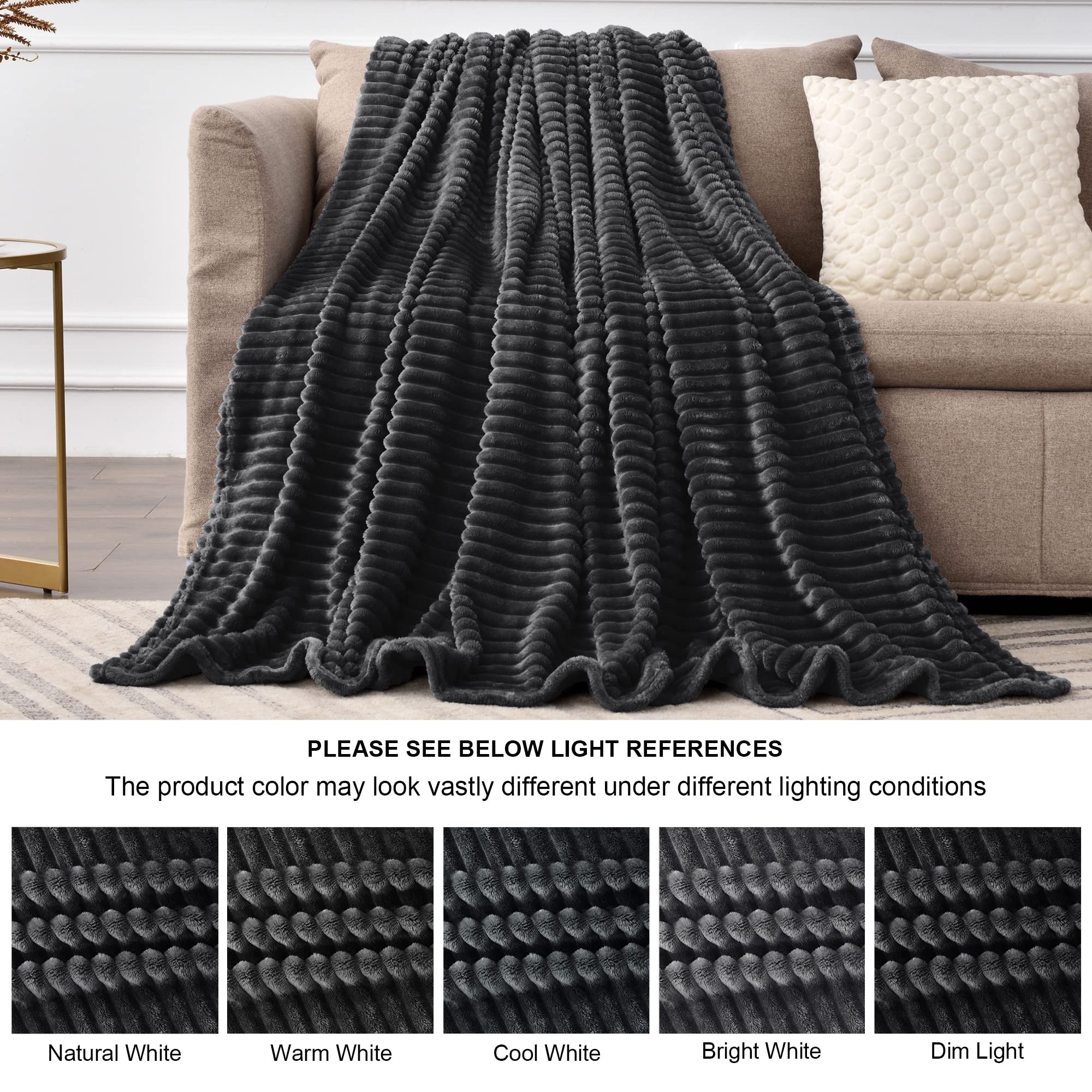 3D Ribbed Striped Fleece Blanket – Ultra-Soft, Lightweight & Warm