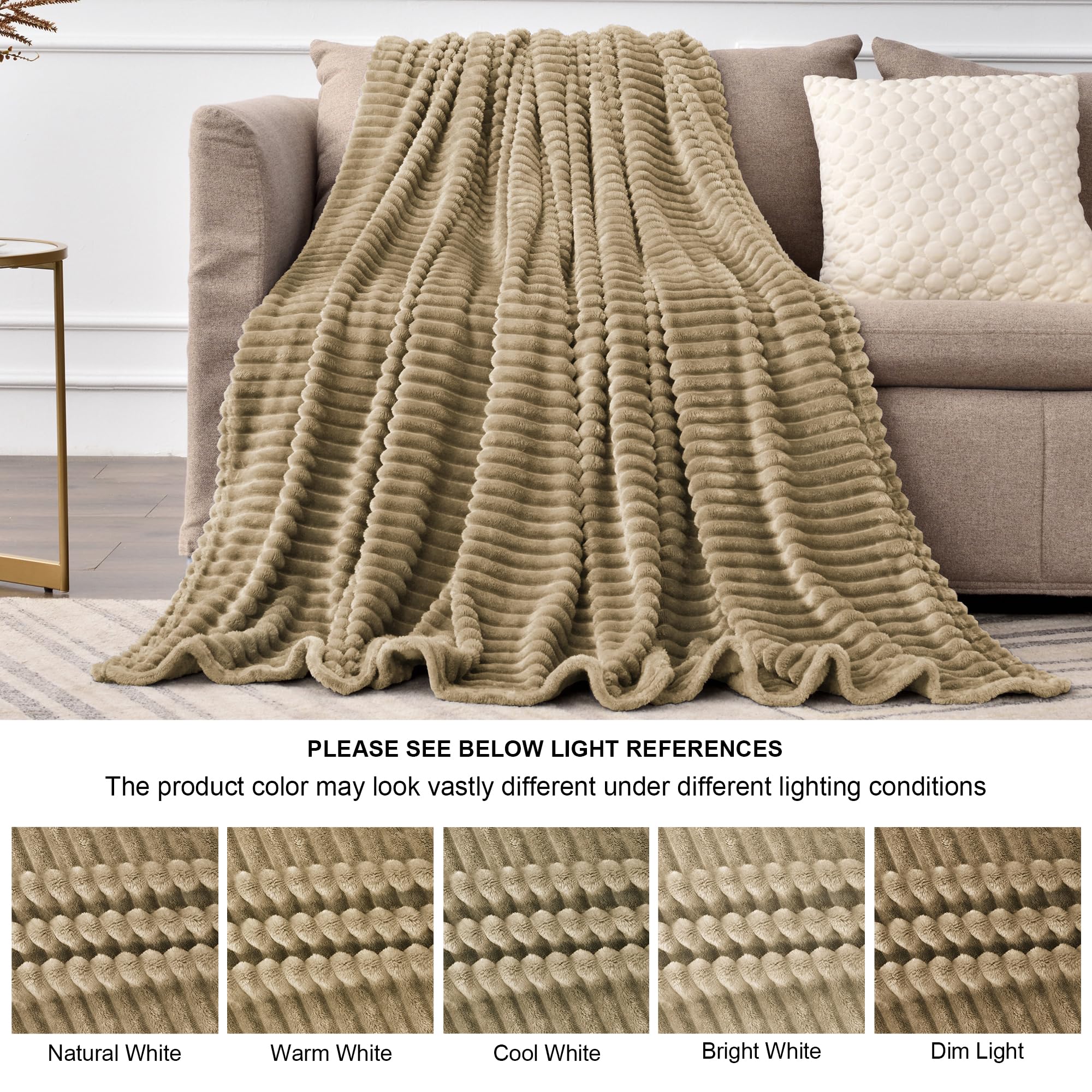 3D Ribbed Striped Fleece Blanket – Ultra-Soft, Lightweight & Warm