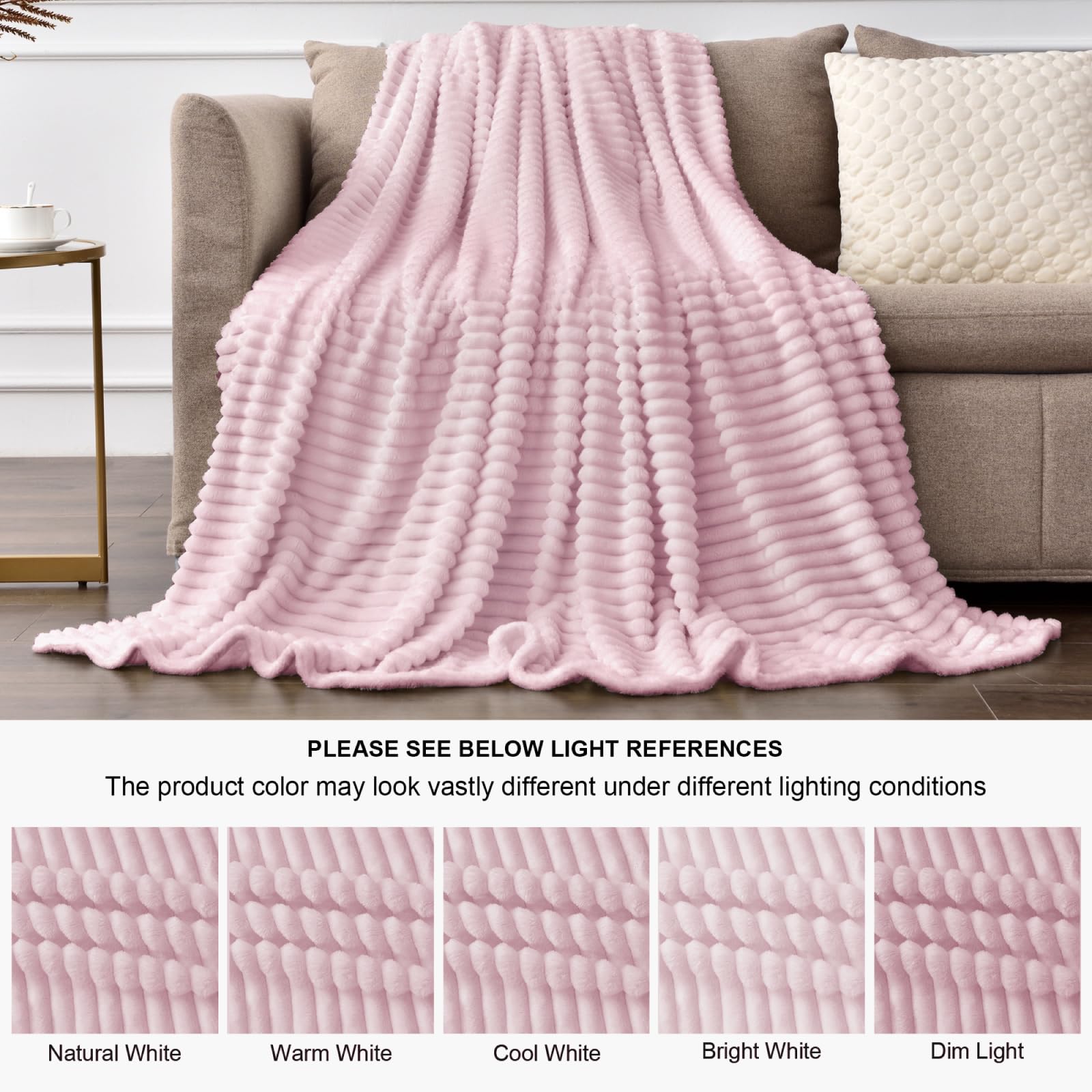 3D Ribbed Striped Fleece Blanket – Ultra-Soft, Lightweight & Warm