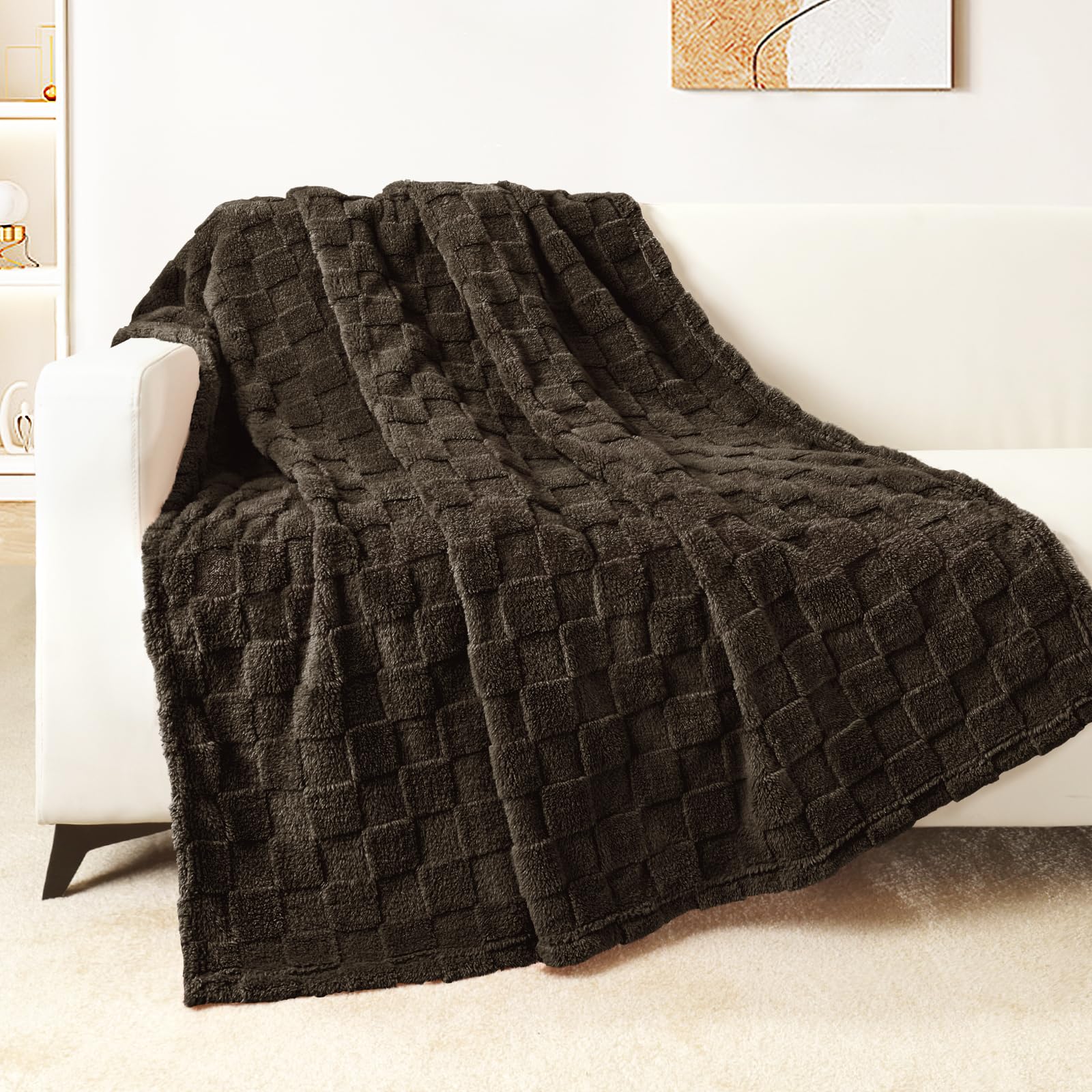 Ultra-Soft Flannel Jacquard Checkered Blanket – Lightweight, Warm & Stylish