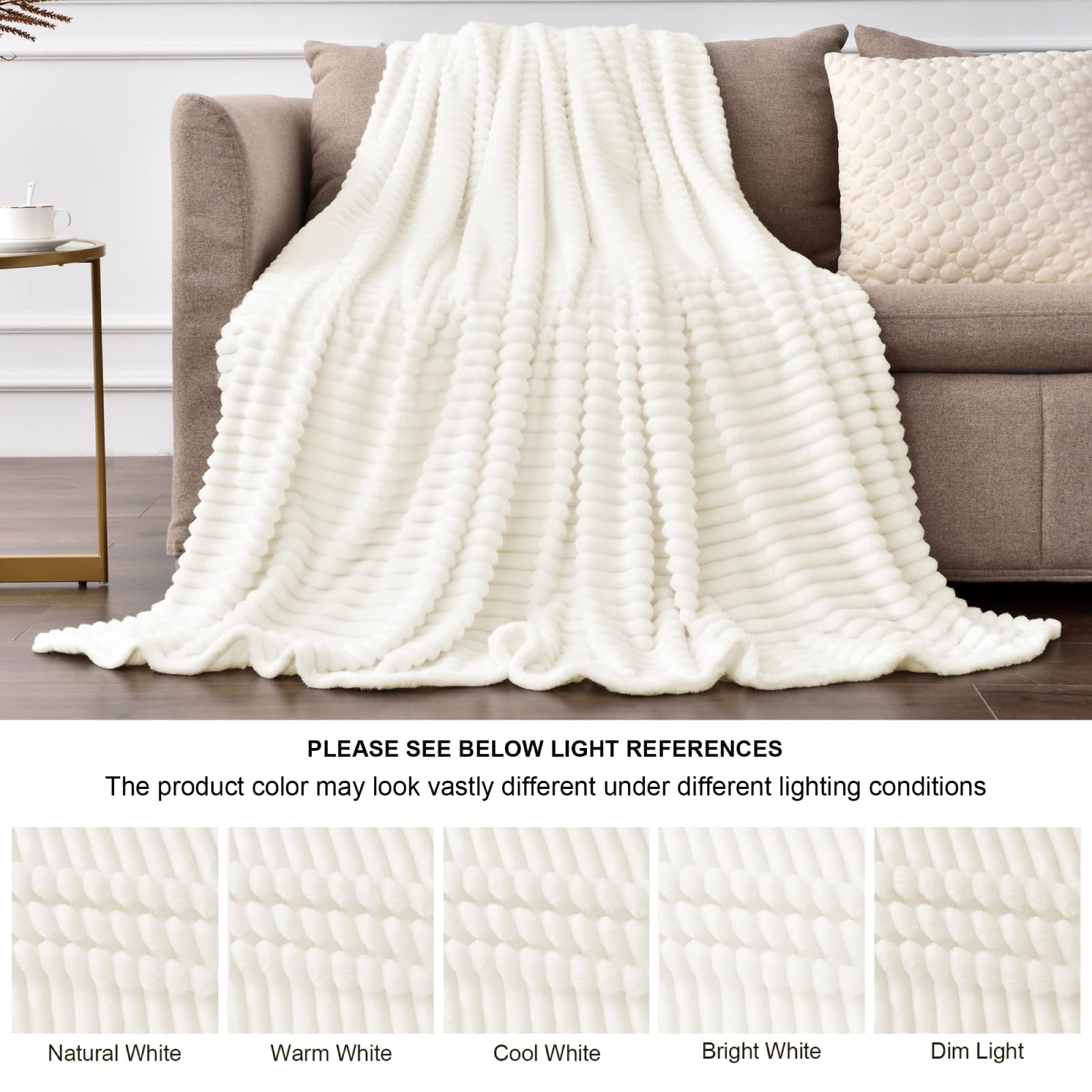 3D Ribbed Striped Fleece Blanket – Ultra-Soft, Lightweight & Warm