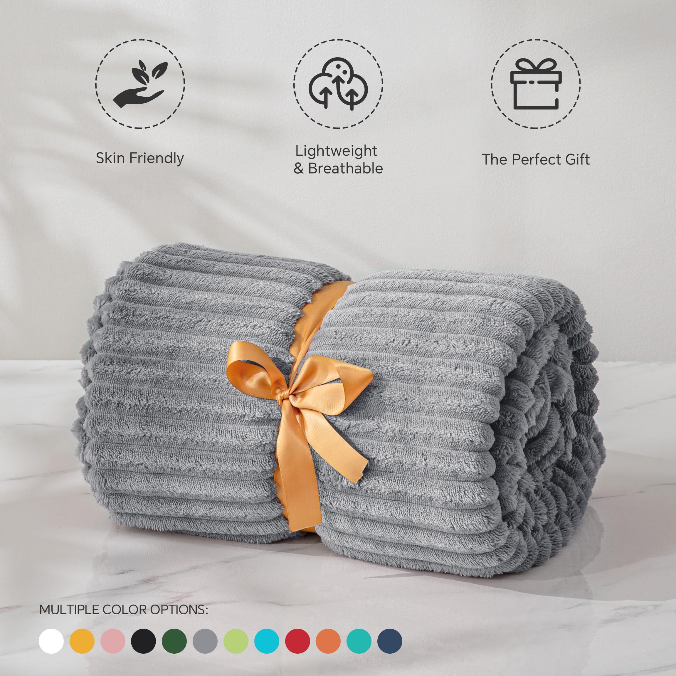 3D Ribbed Striped Fleece Blanket – Ultra-Soft, Lightweight & Warm