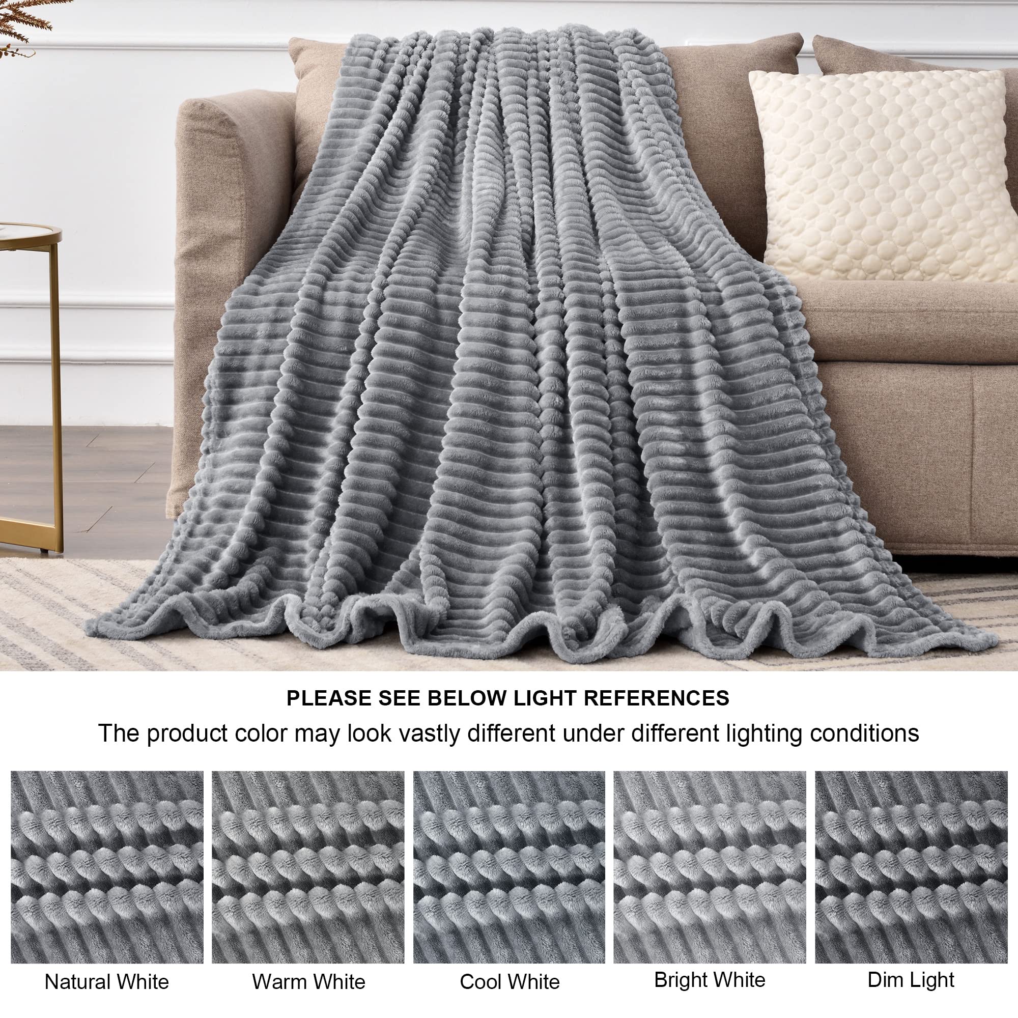 3D Ribbed Striped Fleece Blanket – Ultra-Soft, Lightweight & Warm