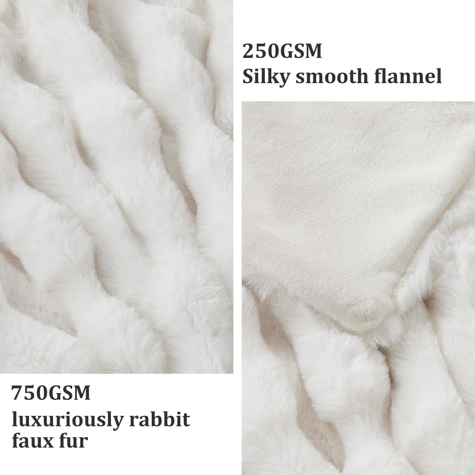 Dual-Layer Faux Rabbit Fur & Fleece Blanket – Bubble Wave Design, Soft & Durable Cozy Throw