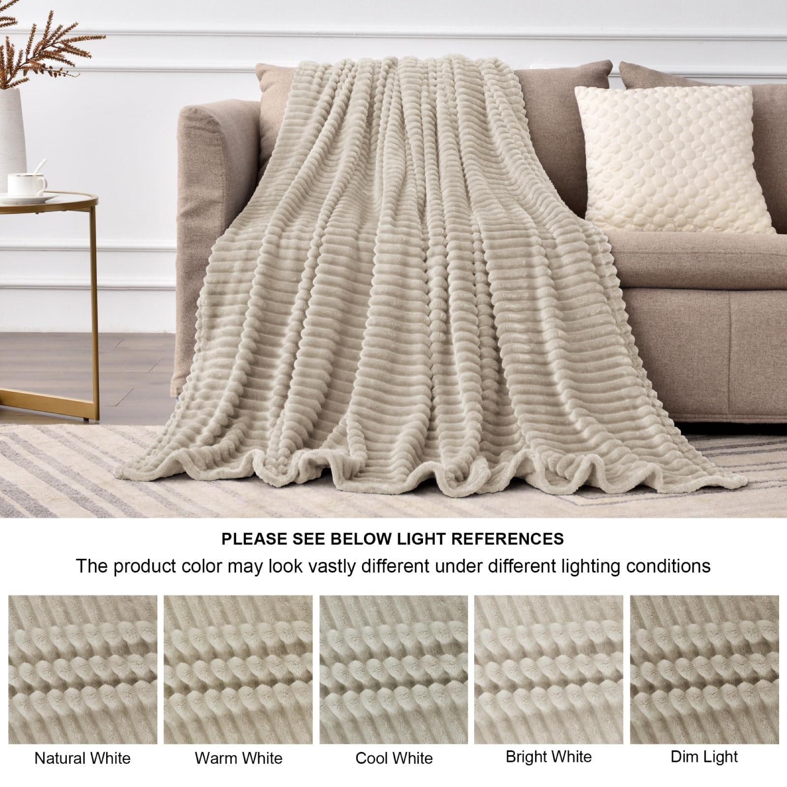 3D Ribbed Striped Fleece Blanket – Ultra-Soft, Lightweight & Warm