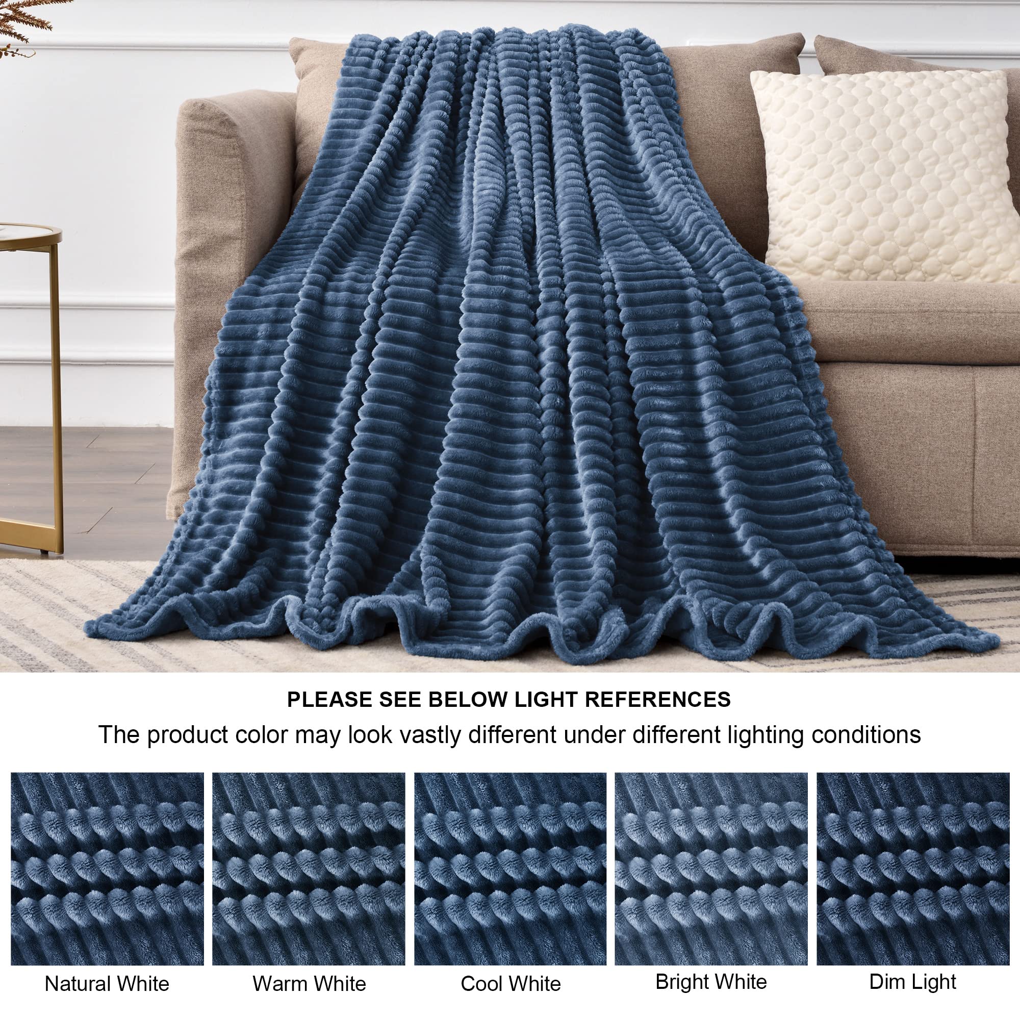 3D Ribbed Striped Fleece Blanket – Ultra-Soft, Lightweight & Warm