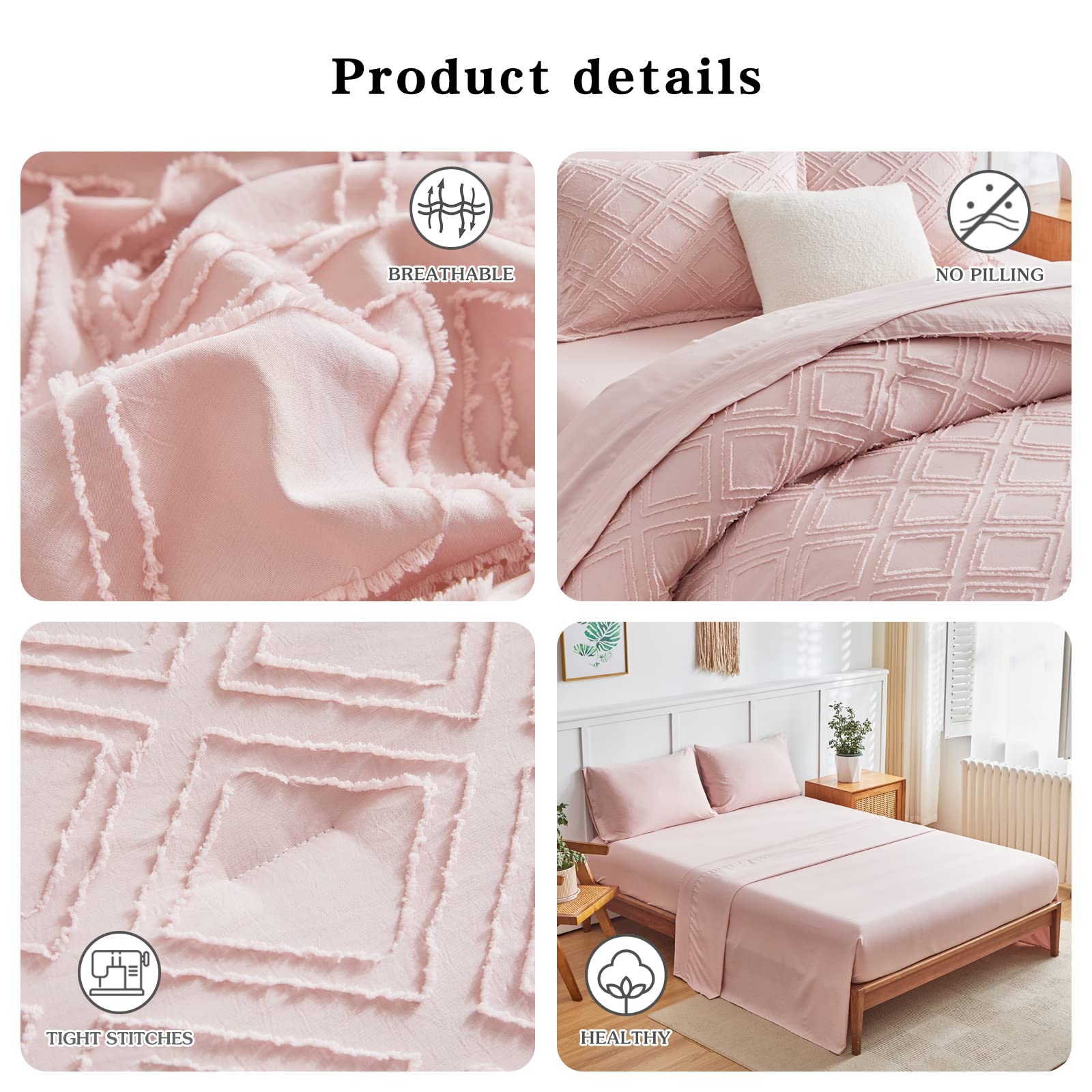 Classic Diamond Tufted Quilt Set – Soft Washed Microfiber Bedding for Year-Round Comfort