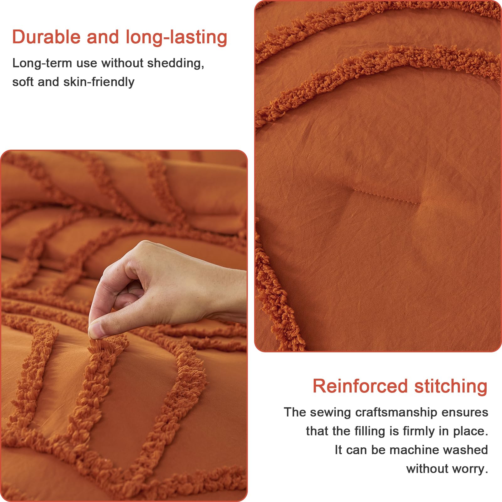 Rainbow Tufted Quilt Set – Textured Arch Pattern, Soft Microfiber Filling, Durable & Easy-Care Bedding