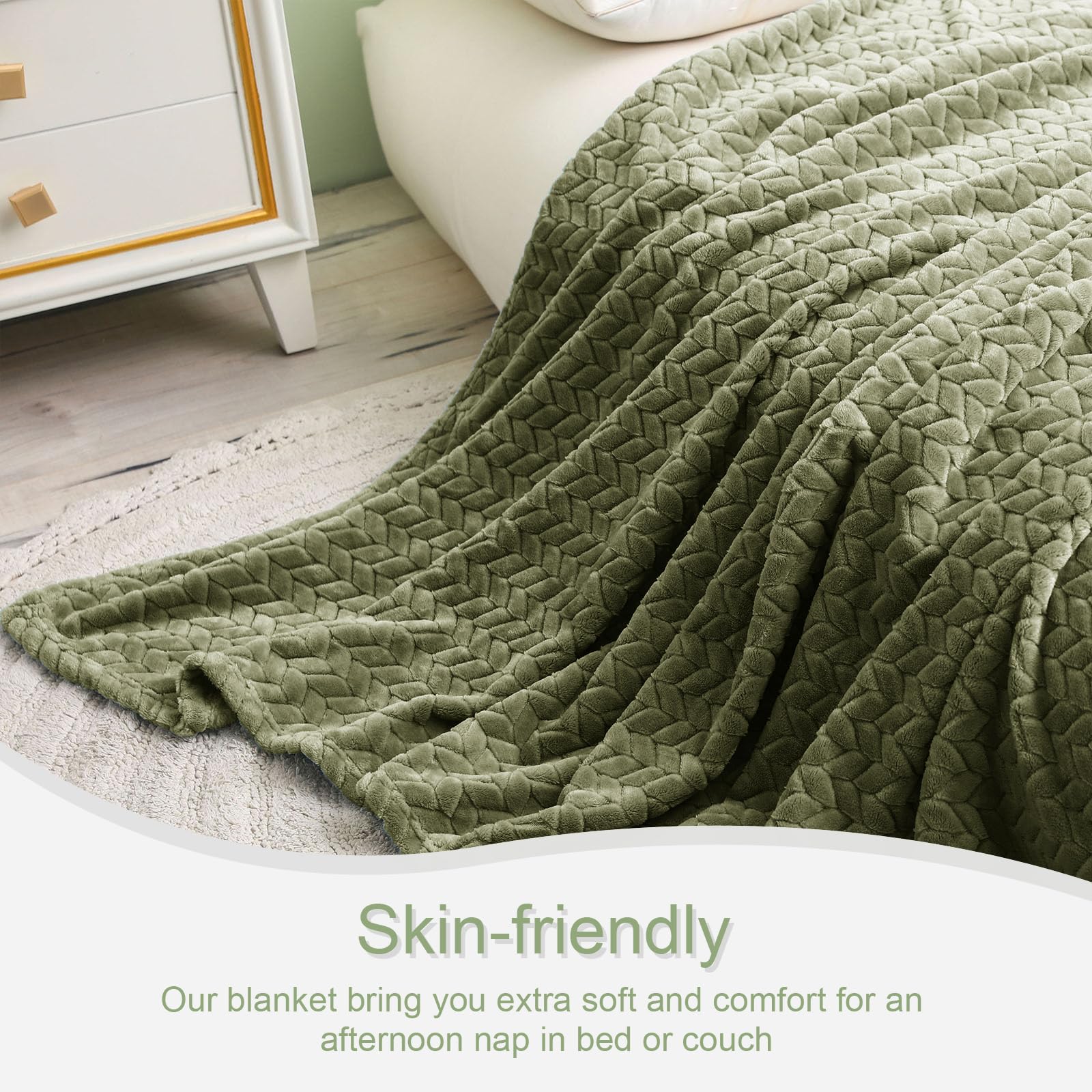 Fleece Blanket with Woven Wheat Pattern – Soft, Lightweight & Stylish Jacquard Throw