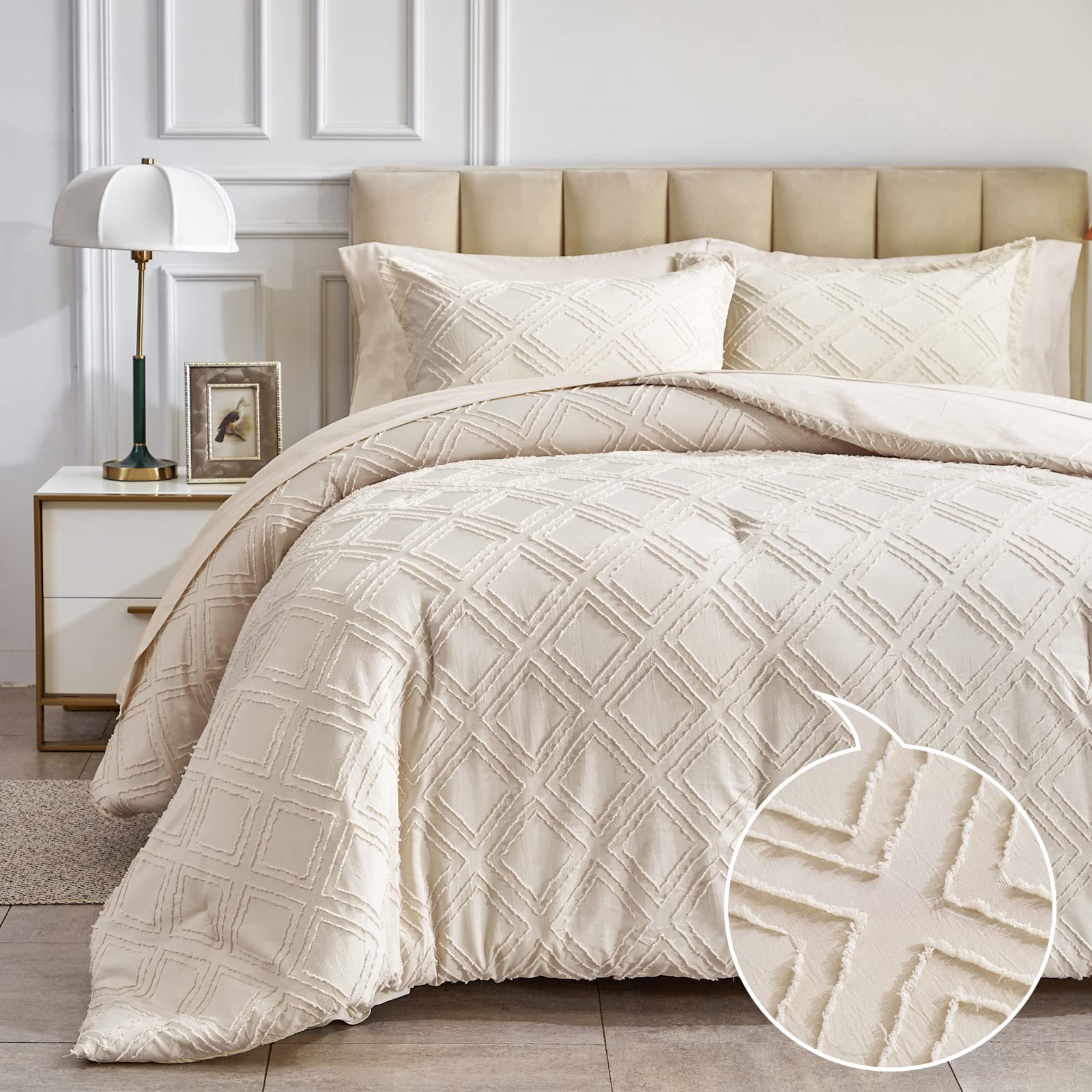 Classic Diamond Tufted Quilt Set – Soft Washed Microfiber Bedding for Year-Round Comfort