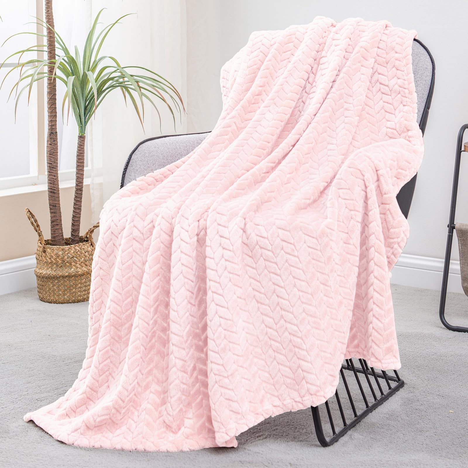 Fleece Blanket with Woven Wheat Pattern – Soft, Lightweight & Stylish Jacquard Throw