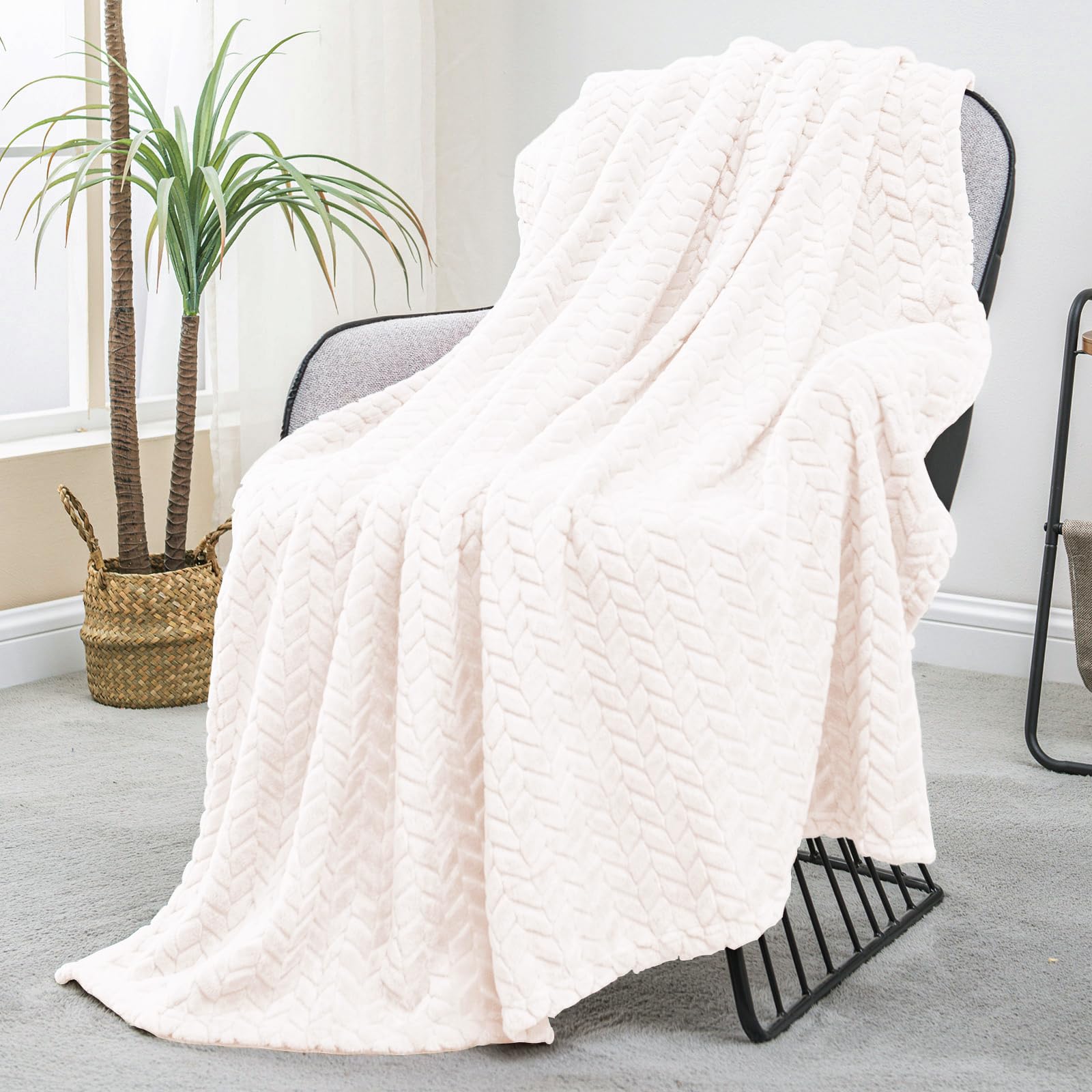 Fleece Blanket with Woven Wheat Pattern – Soft, Lightweight & Stylish Jacquard Throw