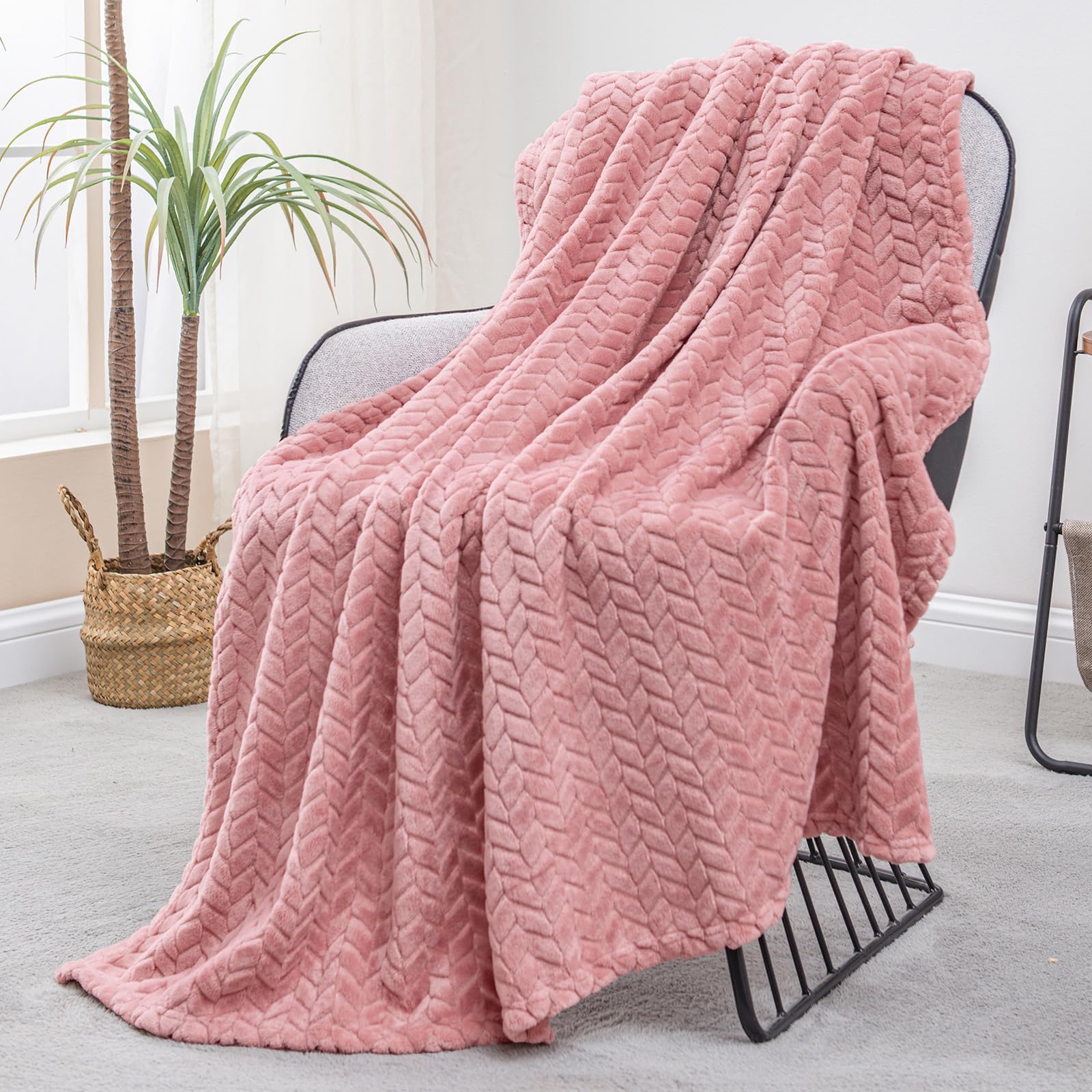 Fleece Blanket with Woven Wheat Pattern – Soft, Lightweight & Stylish Jacquard Throw