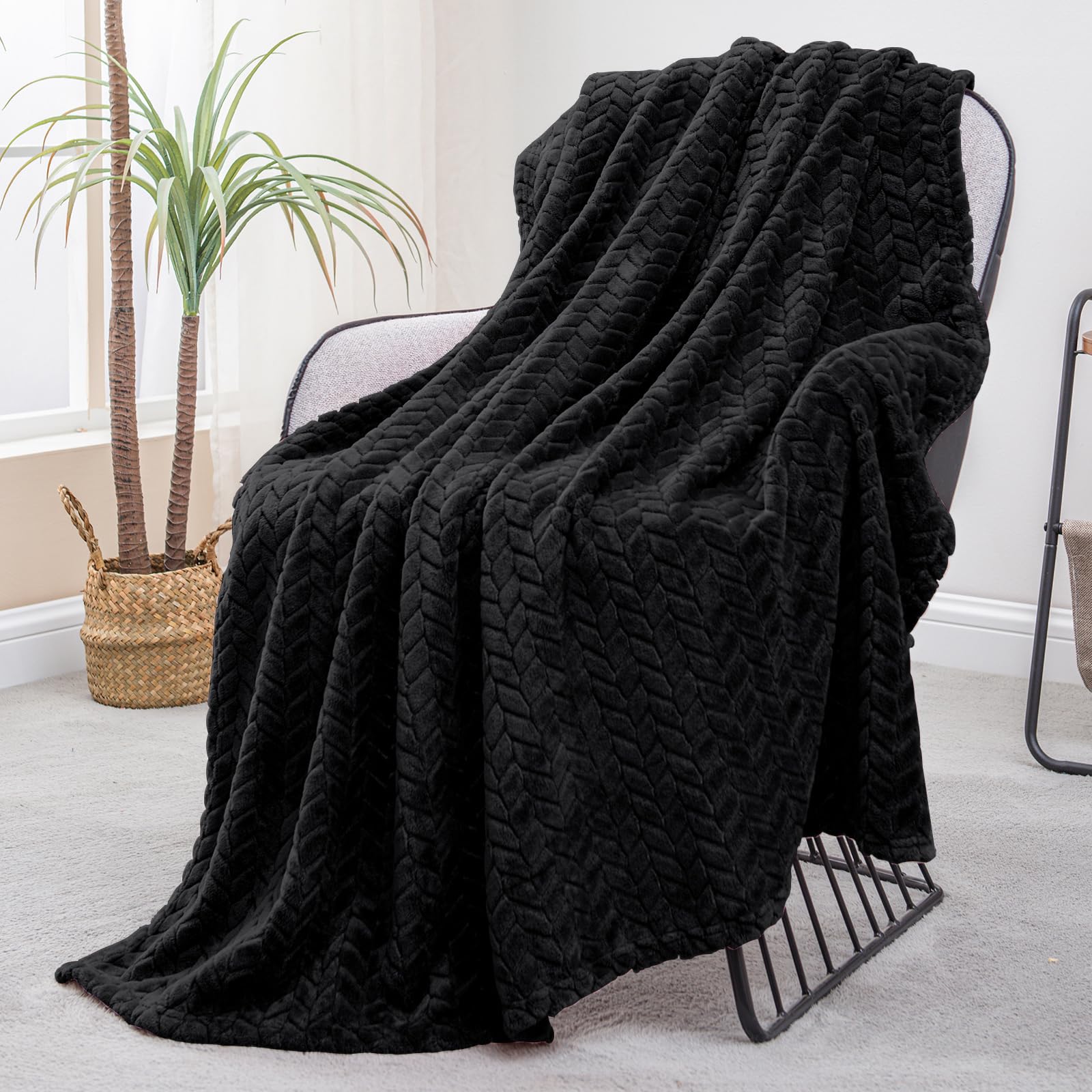 Fleece Blanket with Woven Wheat Pattern – Soft, Lightweight & Stylish Jacquard Throw